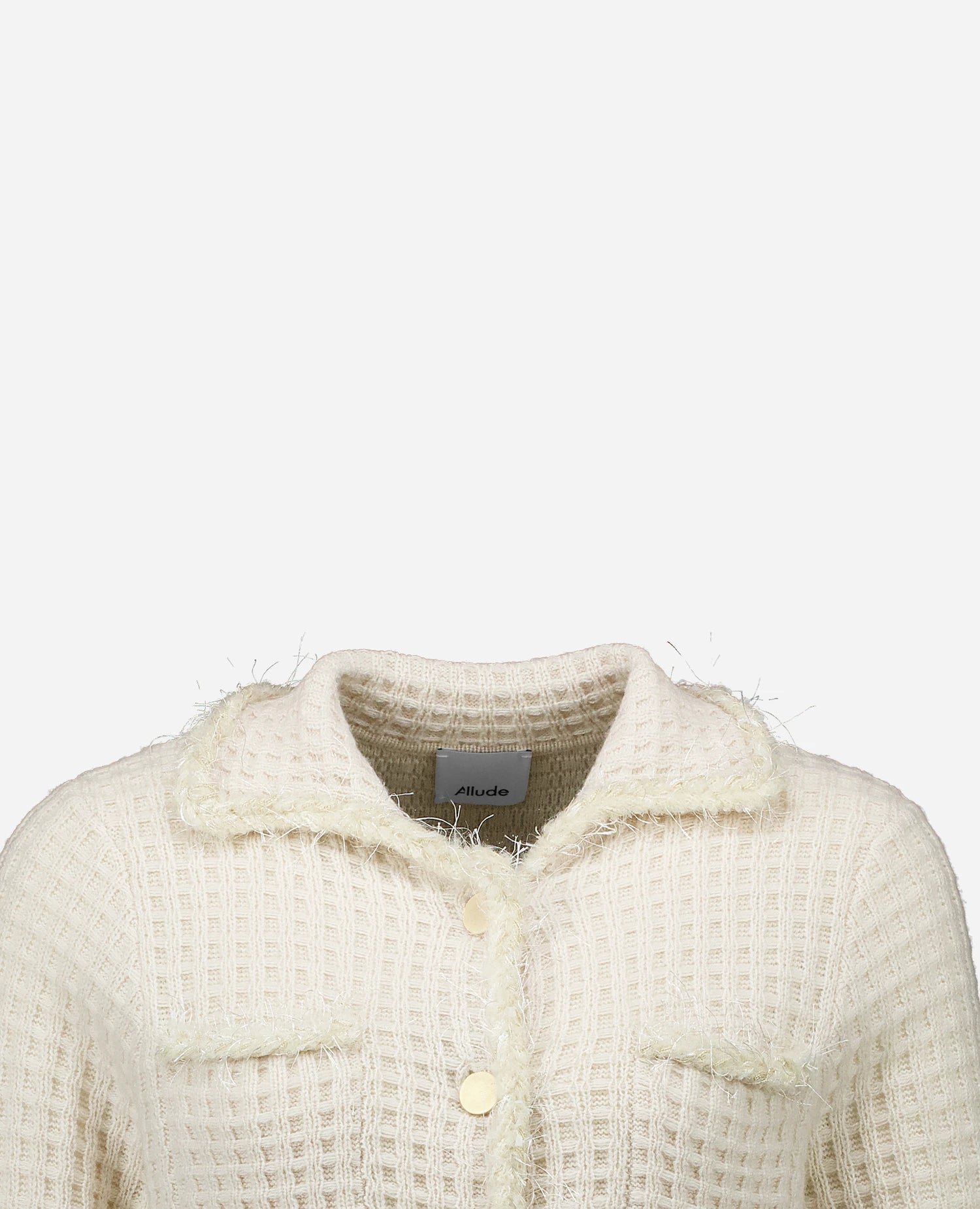 255-17110-41_40 - Allude - 0 30% Cashmere 70% Wolle Active Creme Damen Fall/Winter 2025/2026 Gerade Passform mittelschwerer Strick NEW SAPG::255-17110 Strickjacke Waffelmuster