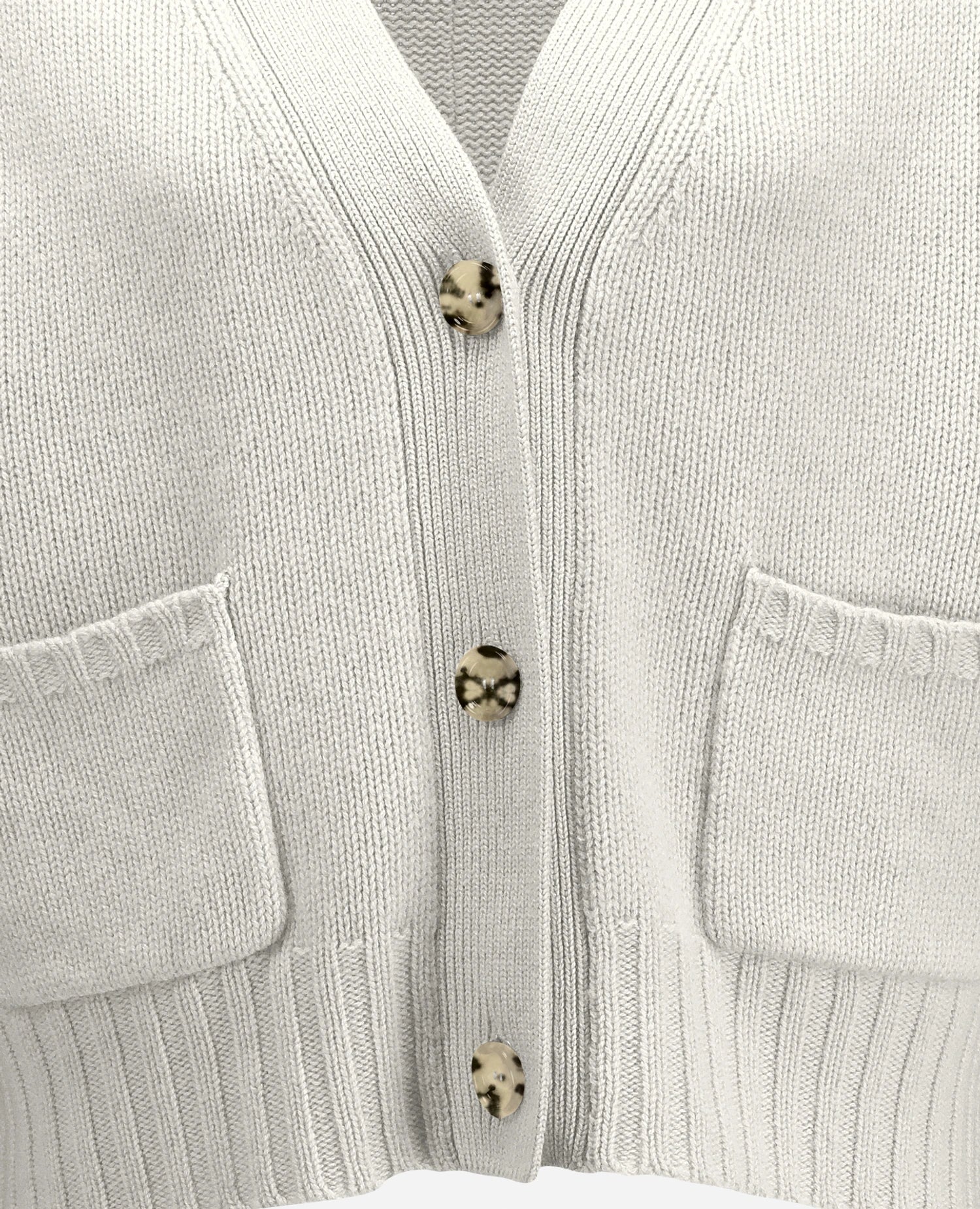 255-17630-40_41 - Allude - 30% Cashmere 70% Wolle Active Damen Fall/Winter 2025/2026 Flachstrick Gerade Passform Grobstrick NEW SAPG::255-17630 Strickjacke V-Ausschnitt Weiß
