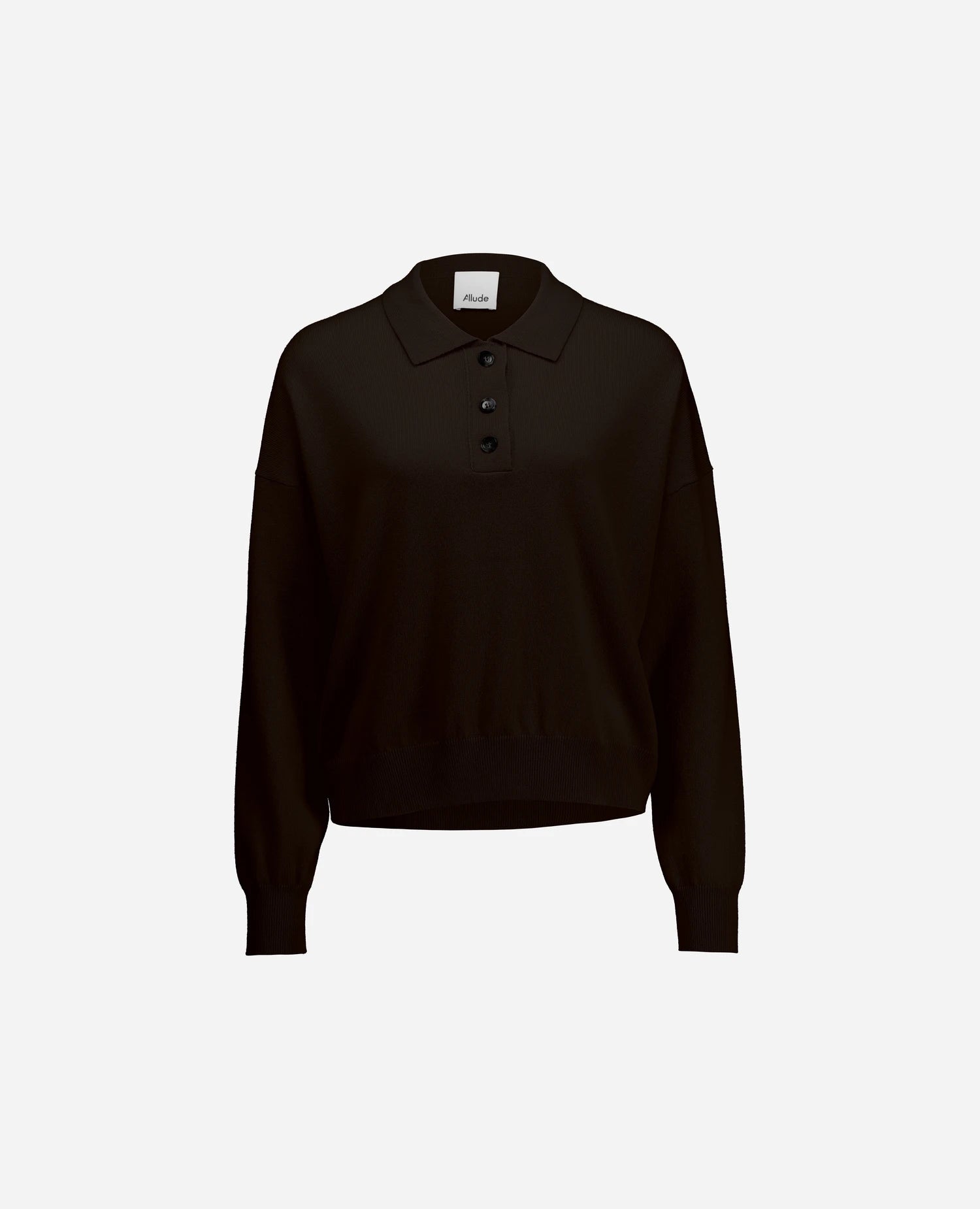 255-17653-49_3 - Allude - 30% Cashmere 70% Wolle Active Braun Damen Fall/Winter 2025/2026 Feinstrick Flachstrick + Milano-Strick Lockerer Schnitt NEW Polo Pullover SAPG::255-17653
