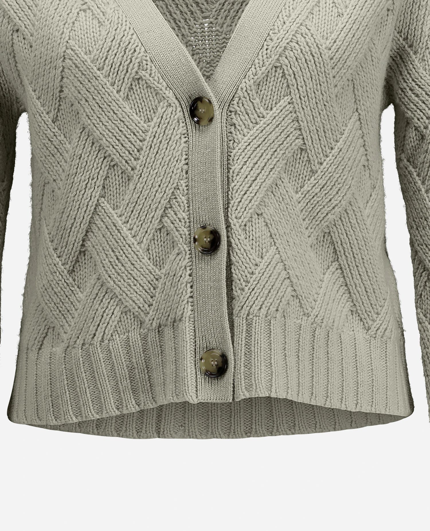 255-17690-82_41 - Allude - 30% Cashmere 70% Wolle Active Damen Fall/Winter 2025/2026 Grau Grobstrick Kastiger Schnitt NEW Rauten-Strickmuster SAPG::255-17690 Strickjacke V-Ausschnitt