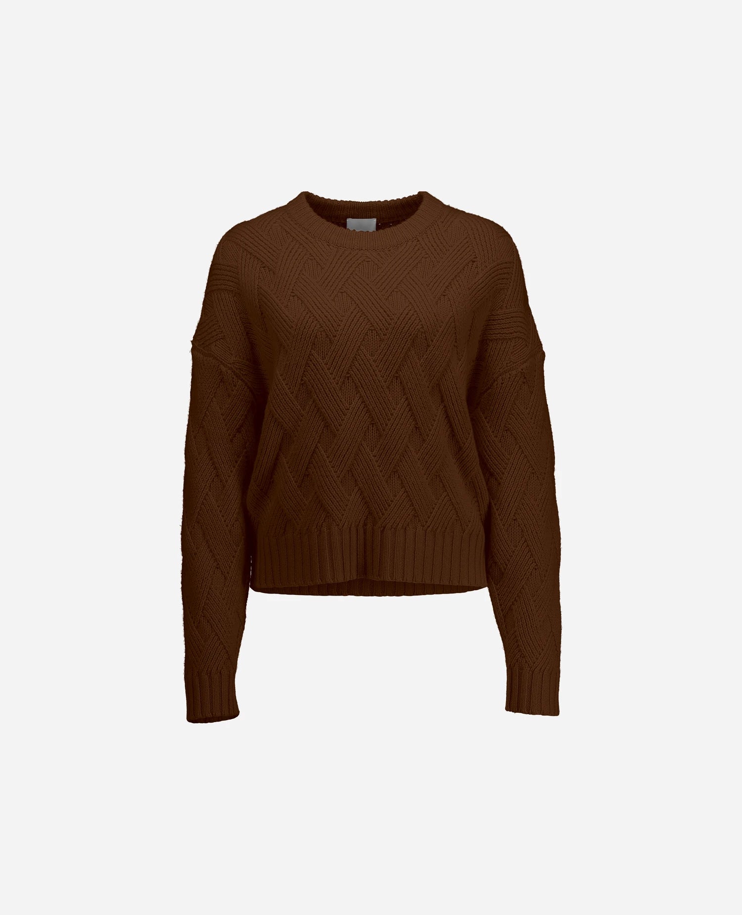 255-17691-44_3 - Allude - 30% Cashmere 70% Wolle Active Beige Damen Fall/Winter 2025/2026 Grobstrick Lockerer Schnitt NEW Pullover Rauten-Strickmuster Rundhals SAPG::255-17691