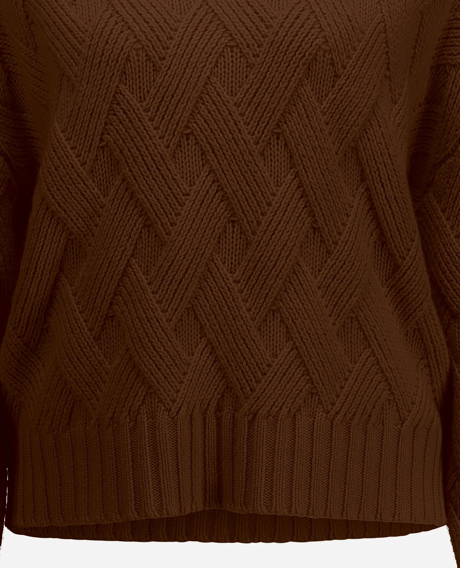 255-17691-44_41 - Allude - 30% Cashmere 70% Wolle Active Beige Damen Fall/Winter 2025/2026 Grobstrick Lockerer Schnitt NEW Pullover Rauten-Strickmuster Rundhals SAPG::255-17691