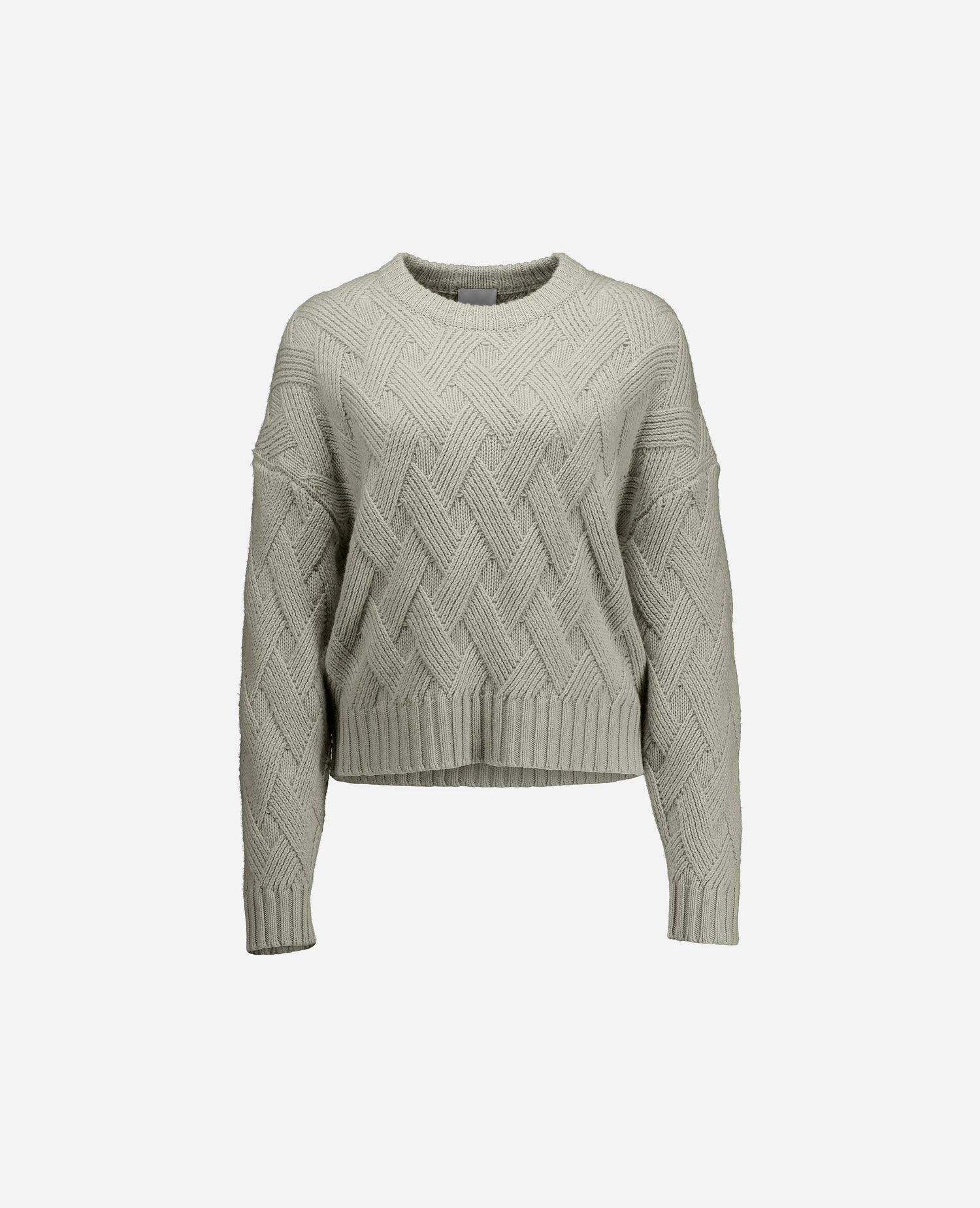 255-17691-82_3 - Allude - 30% Cashmere 70% Wolle Active Damen Fall/Winter 2025/2026 Grau Grobstrick Lockerer Schnitt NEW Pullover Rauten-Strickmuster Rundhals SAPG::255-17691
