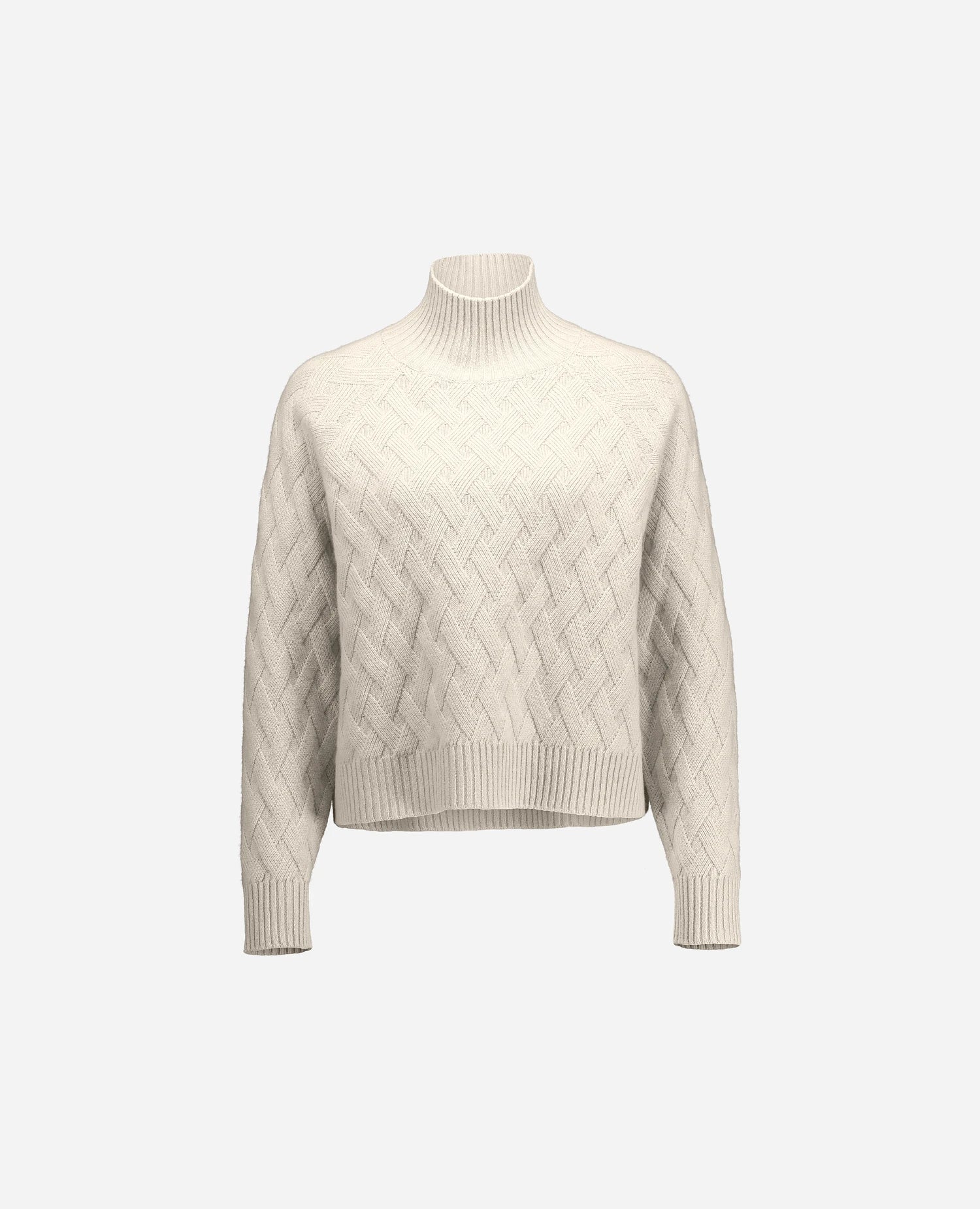 255-17692-41_3 - Allude - 30% Cashmere 70% Wolle Active Creme Damen Fall/Winter 2025/2026 Lockerer Schnitt mittelschwerer Strick NEW Pullover Rauten-Strickmuster SAPG::255-17692 Stehkragen