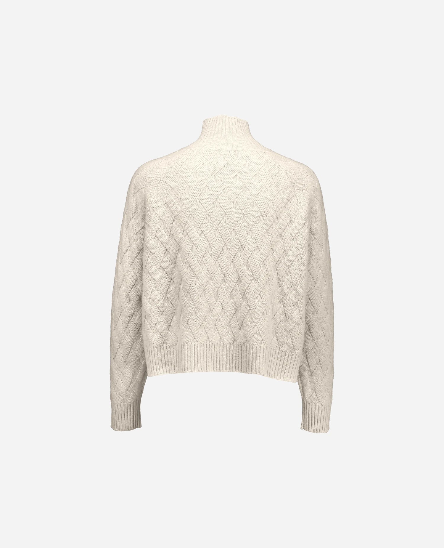 255-17692-41_4 - Allude - 30% Cashmere 70% Wolle Active Creme Damen Fall/Winter 2025/2026 Lockerer Schnitt mittelschwerer Strick NEW Pullover Rauten-Strickmuster SAPG::255-17692 Stehkragen
