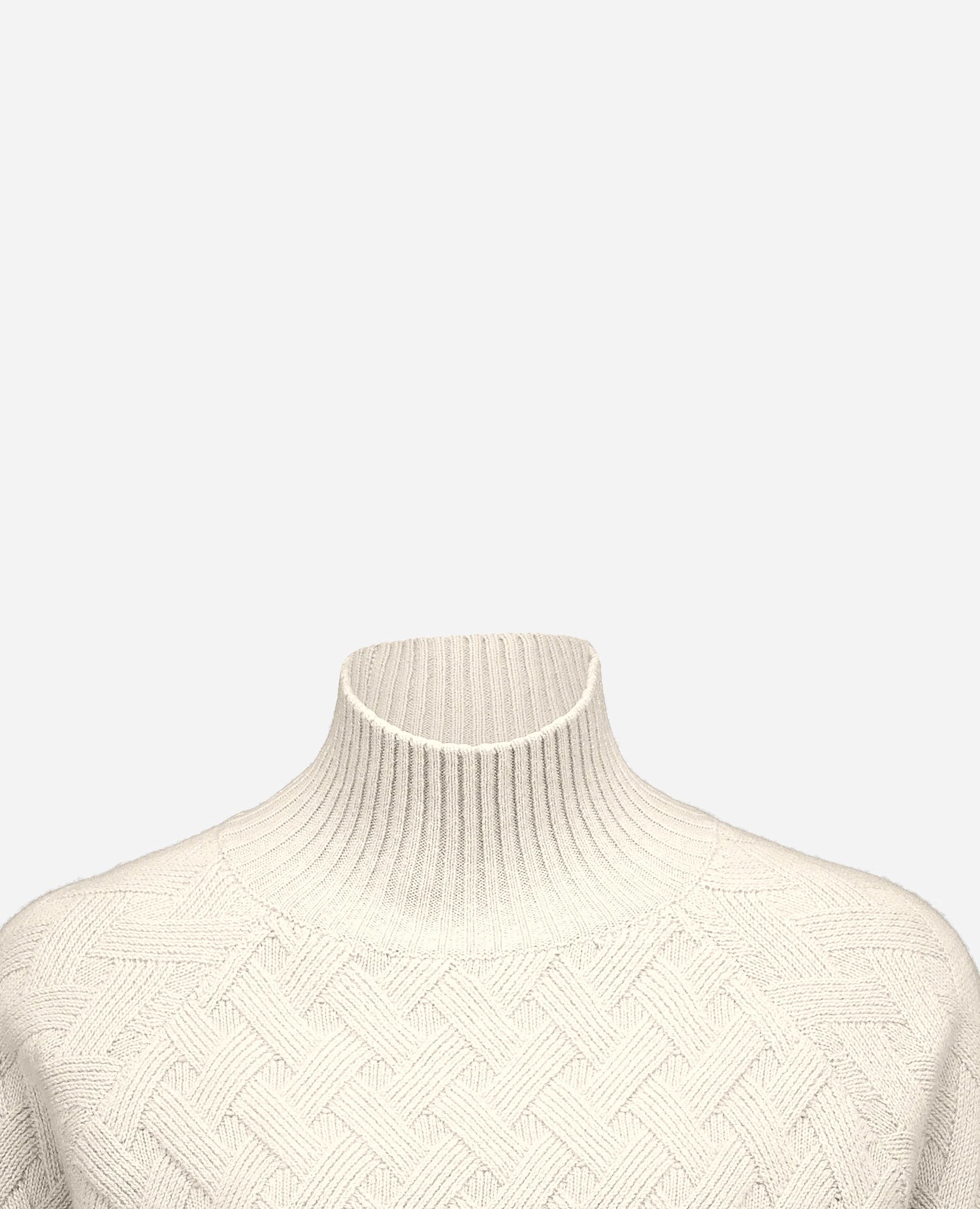 255-17692-41_40 - Allude - 30% Cashmere 70% Wolle Active Creme Damen Fall/Winter 2025/2026 Lockerer Schnitt mittelschwerer Strick NEW Pullover Rauten-Strickmuster SAPG::255-17692 Stehkragen