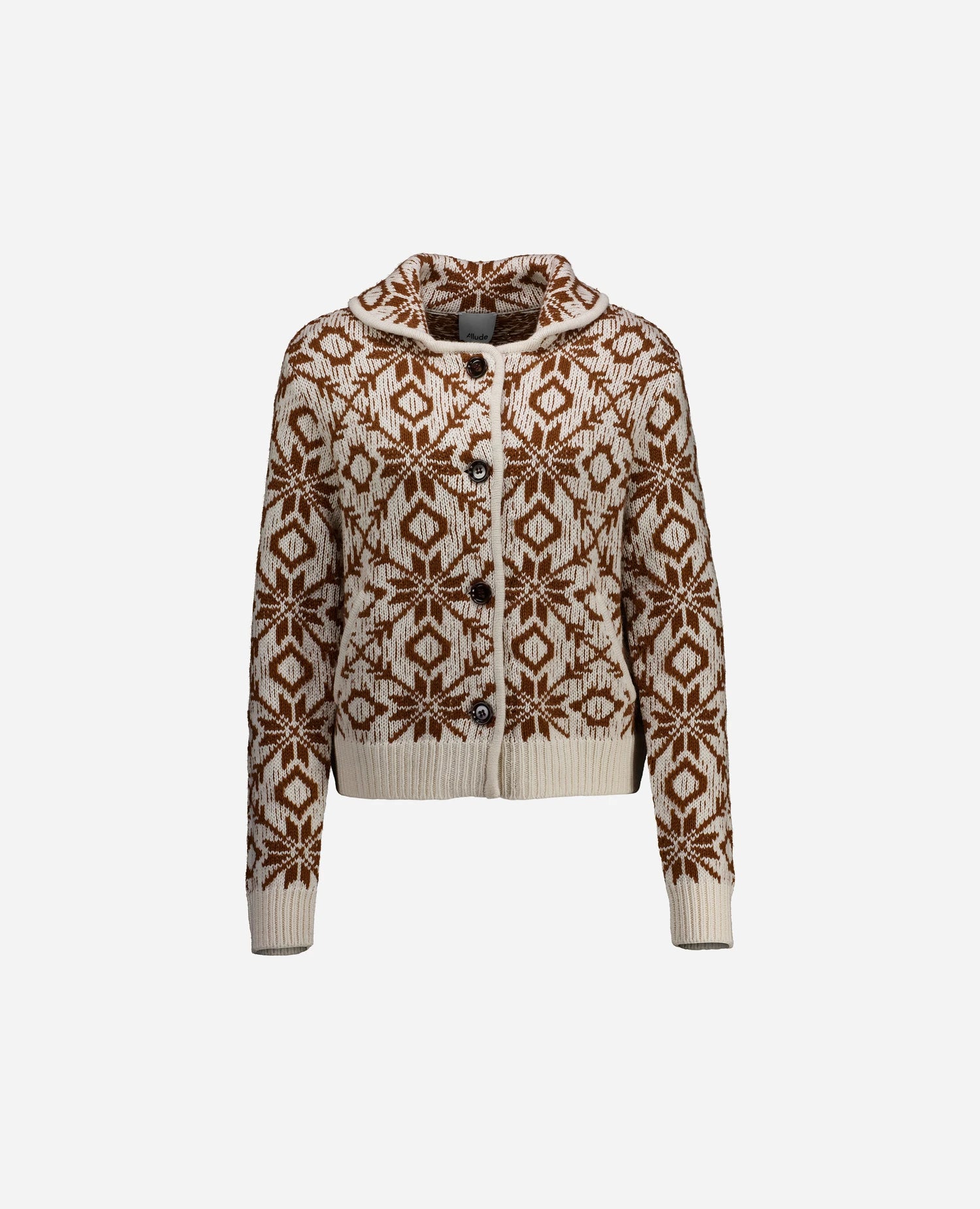 255-17770-4144_4 - Allude - 0 30% Cashmere 70% Wolle Active Creme Damen Fall/Winter 2025/2026 Grobstrick Kastiger Schnitt NEW Norweger Strickmuster SAPG::255-17770 Strickjacke