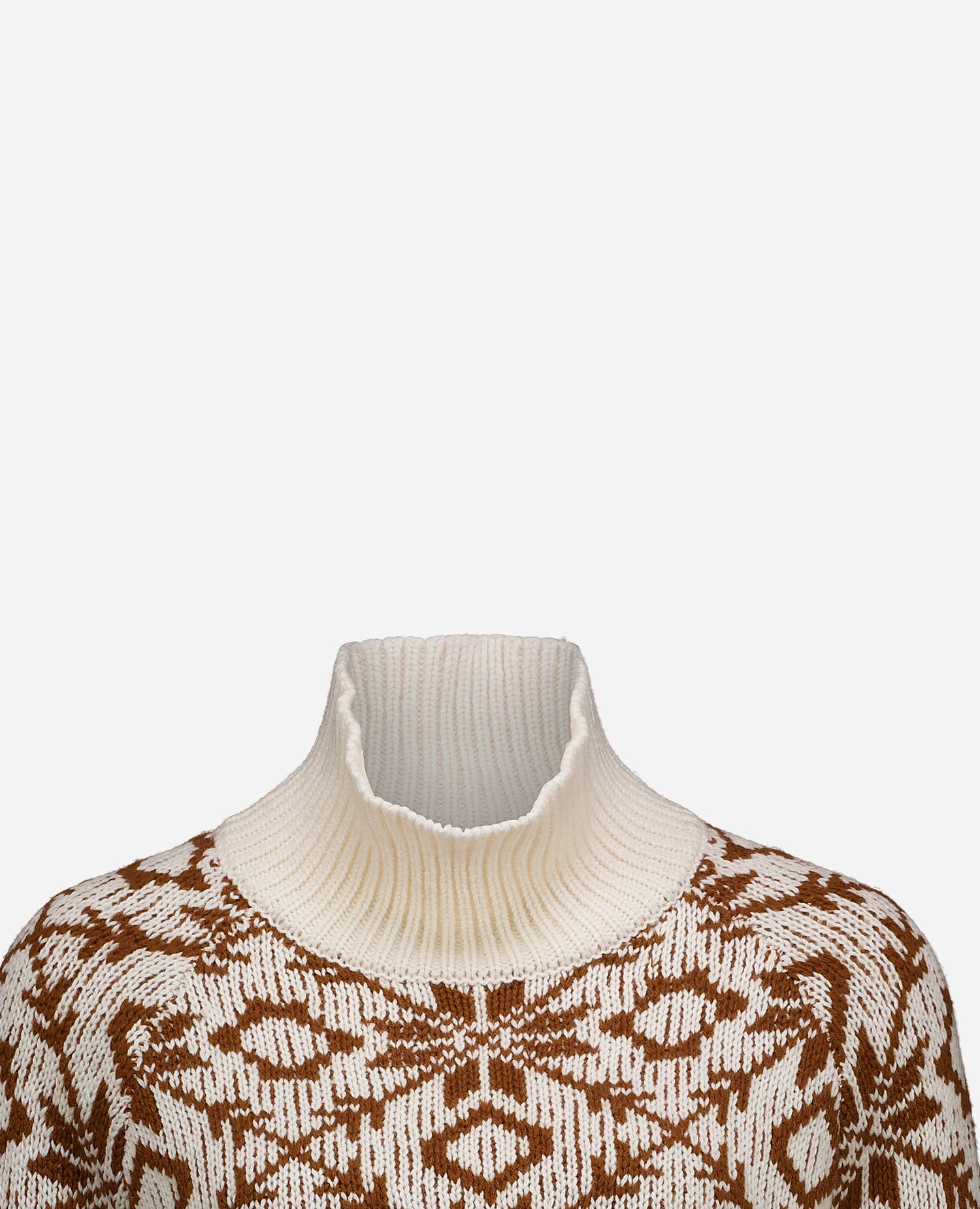 255-17771-4144_40 - Allude - 30% Cashmere 70% Wolle Active Creme Damen Fall/Winter 2025/2026 Grobstrick Lockerer Schnitt NEW Norweger Strickmuster Pullover SAPG::255-17771 Stehkragen
