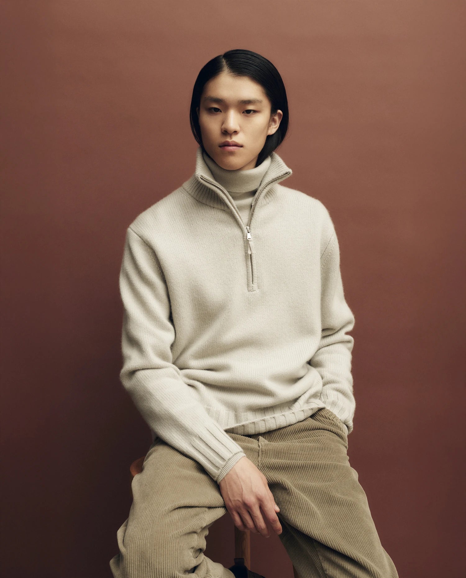 255-30002-82_11 - Allude - 0 100% Cashmere Active Fall/Winter 2025/2026 Flachstrick Gerade Passform Grau Grobstrick Herren NEW Pullover SAPG::255-30002