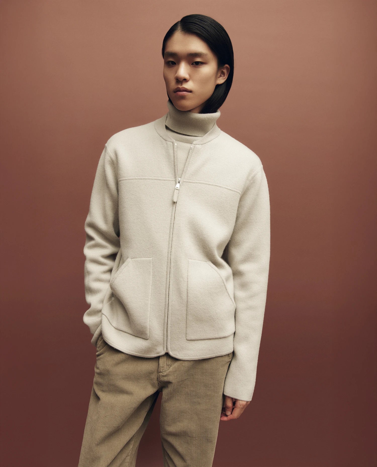 255-30024-82_12 - Allude - 100% Cashmere Active Fall/Winter 2025/2026 Feinstrick Flachstrick Gerade Passform Grau Herren NEW Pullover Rollkragen SAPG::255-30024