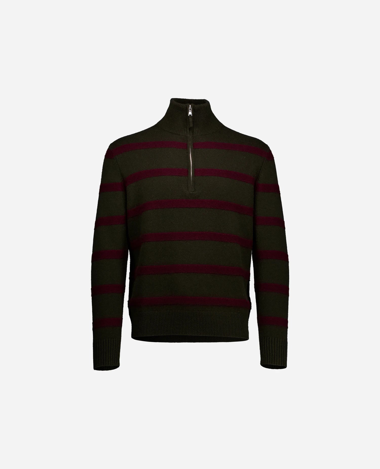 255-37050-3868_3 - Allude - 0 30% Cashmere 70% Wolle Active Fall/Winter 2025/2026 Flachstrick mit Streifen --> Streifendesign Gerade Passform Herren Khaki mittelschwerer Strick NEW Pullover SAPG::255-37050