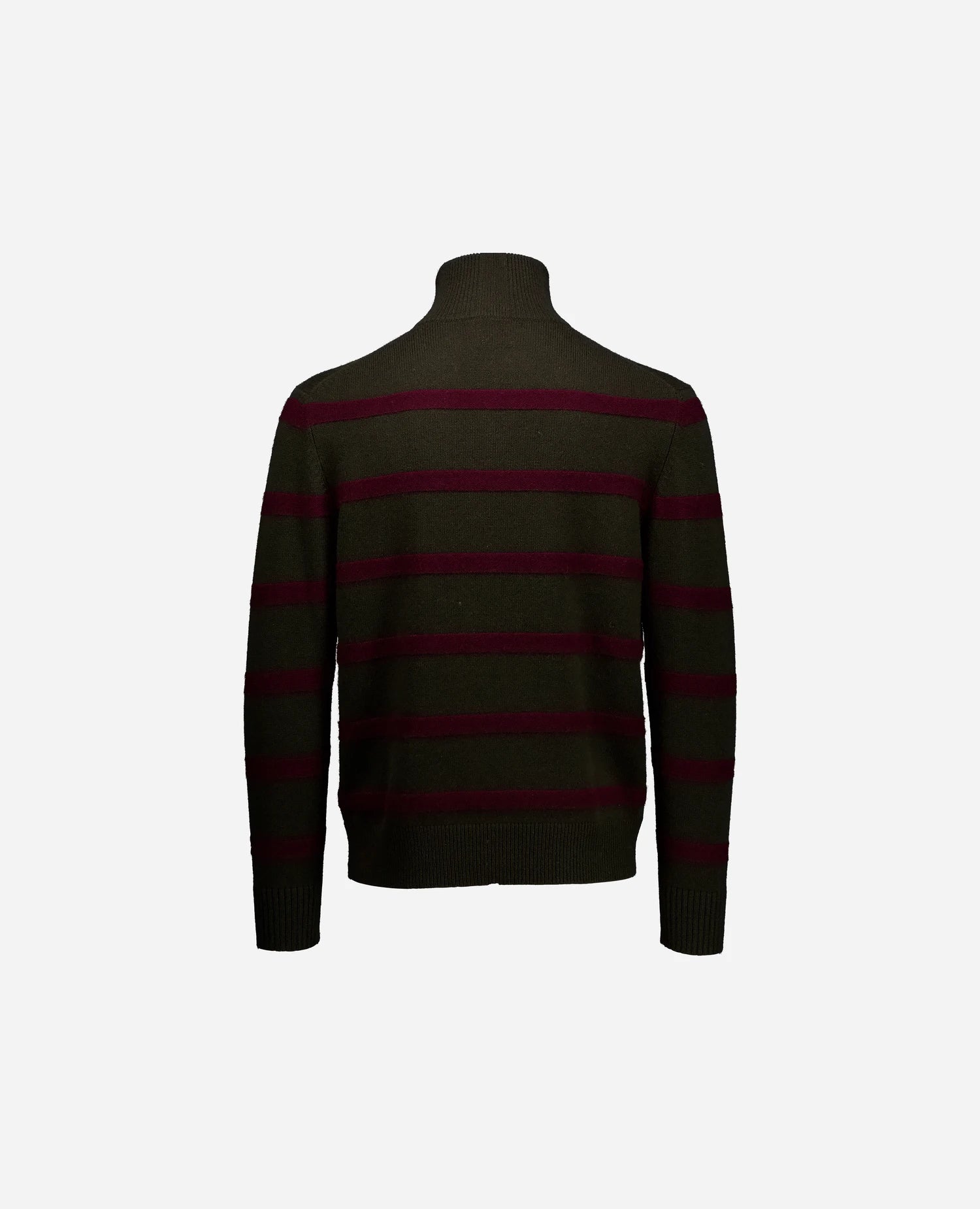 255-37050-3868_4 - Allude - 0 30% Cashmere 70% Wolle Active Fall/Winter 2025/2026 Flachstrick mit Streifen --> Streifendesign Gerade Passform Herren Khaki mittelschwerer Strick NEW Pullover SAPG::255-37050