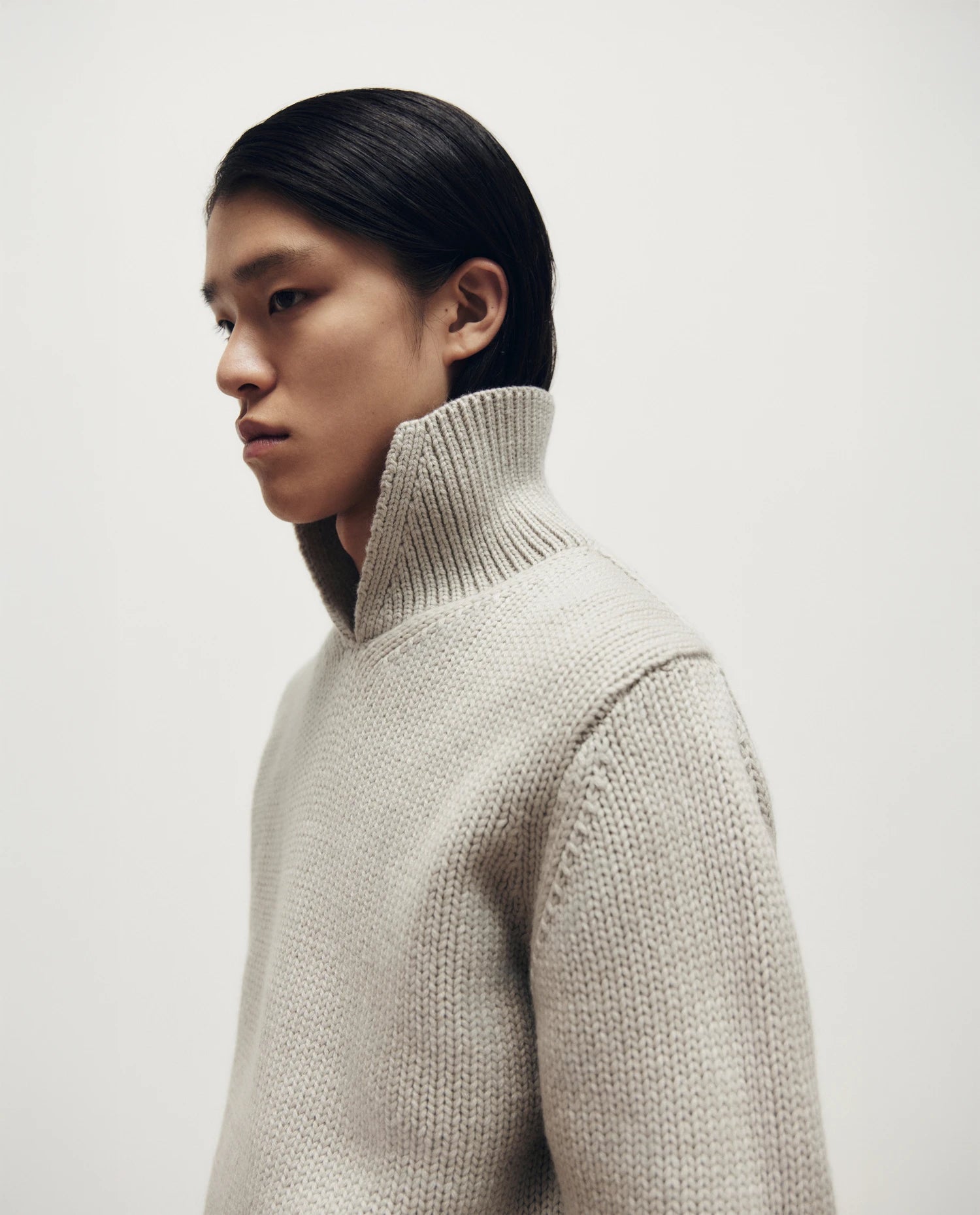 255-37601-82_10 - Allude - 30% Cashmere 70% Wolle Active Fall/Winter 2025/2026 Flachstrick Gerade Passform Grau Grobstrick Herren NEW normaler Kragen Pullover SAPG::255-37601