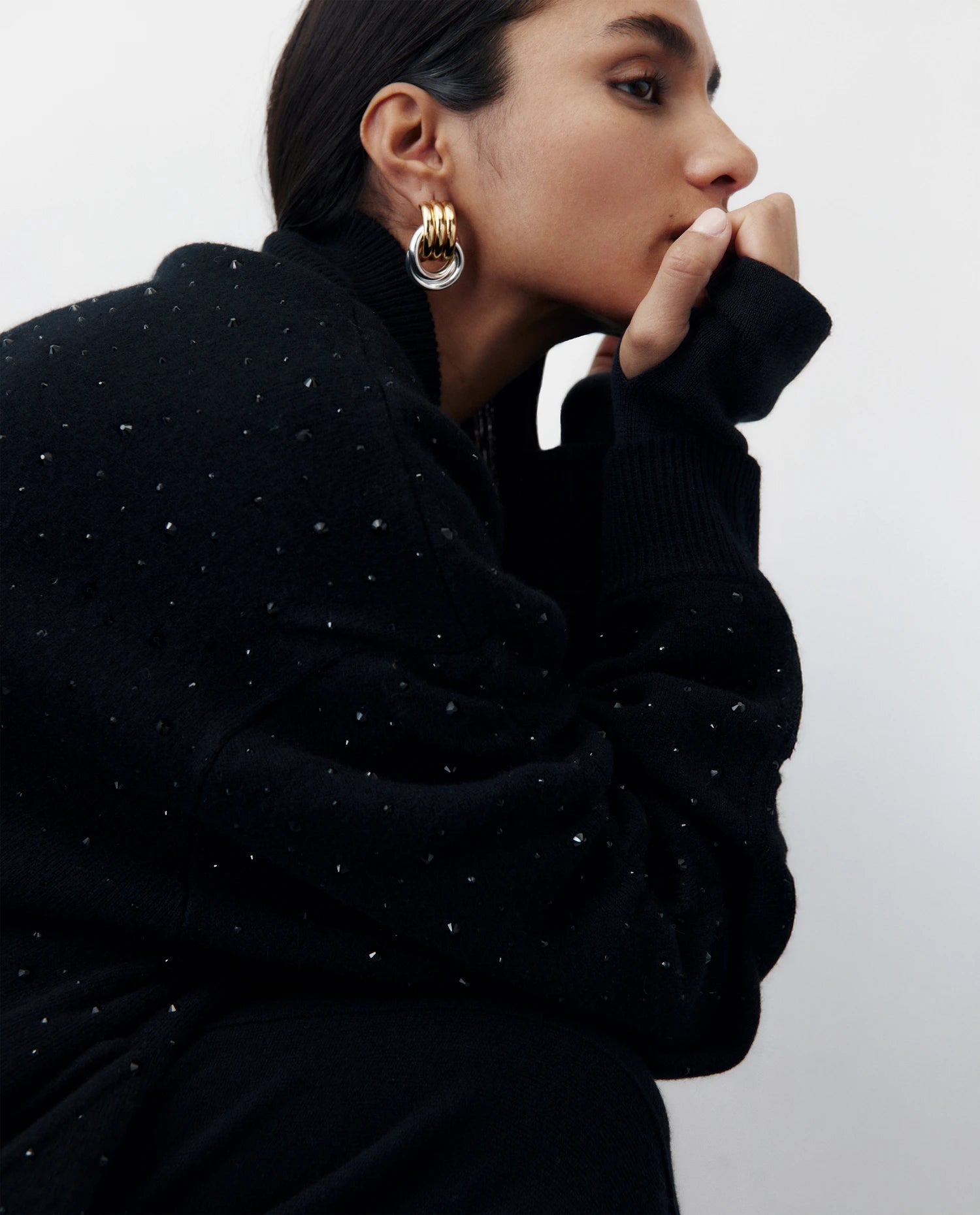 256-20673-90_3 - Allude - 30% Cashmere 70% Wolle Damen Holiday 2026 Hose SAPG::256-20673 Schwarz Stehkragen Wolle