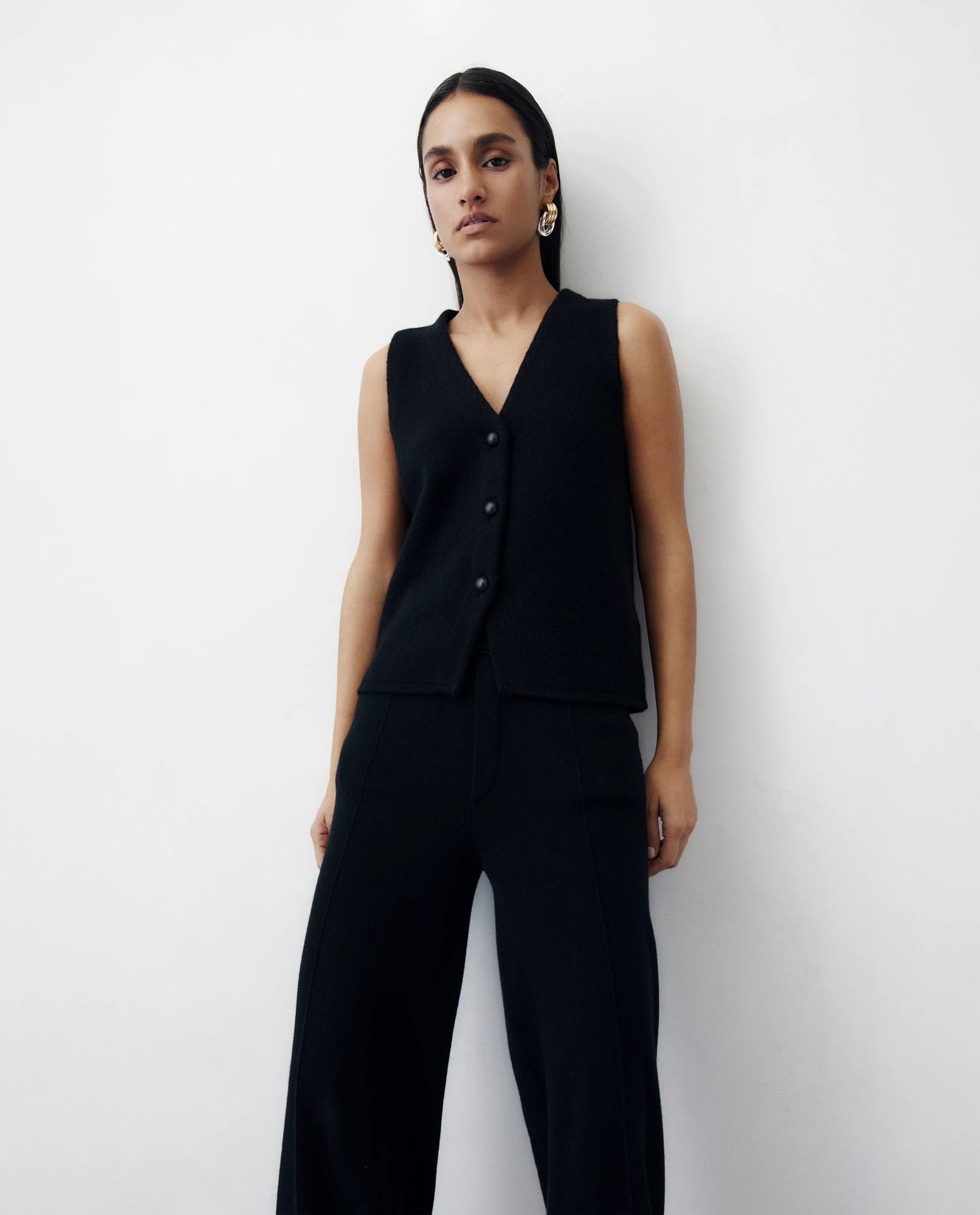 256-20673-90_4 - Allude - 30% Cashmere 70% Wolle Damen Holiday 2026 Hose SAPG::256-20673 Schwarz Stehkragen Wolle