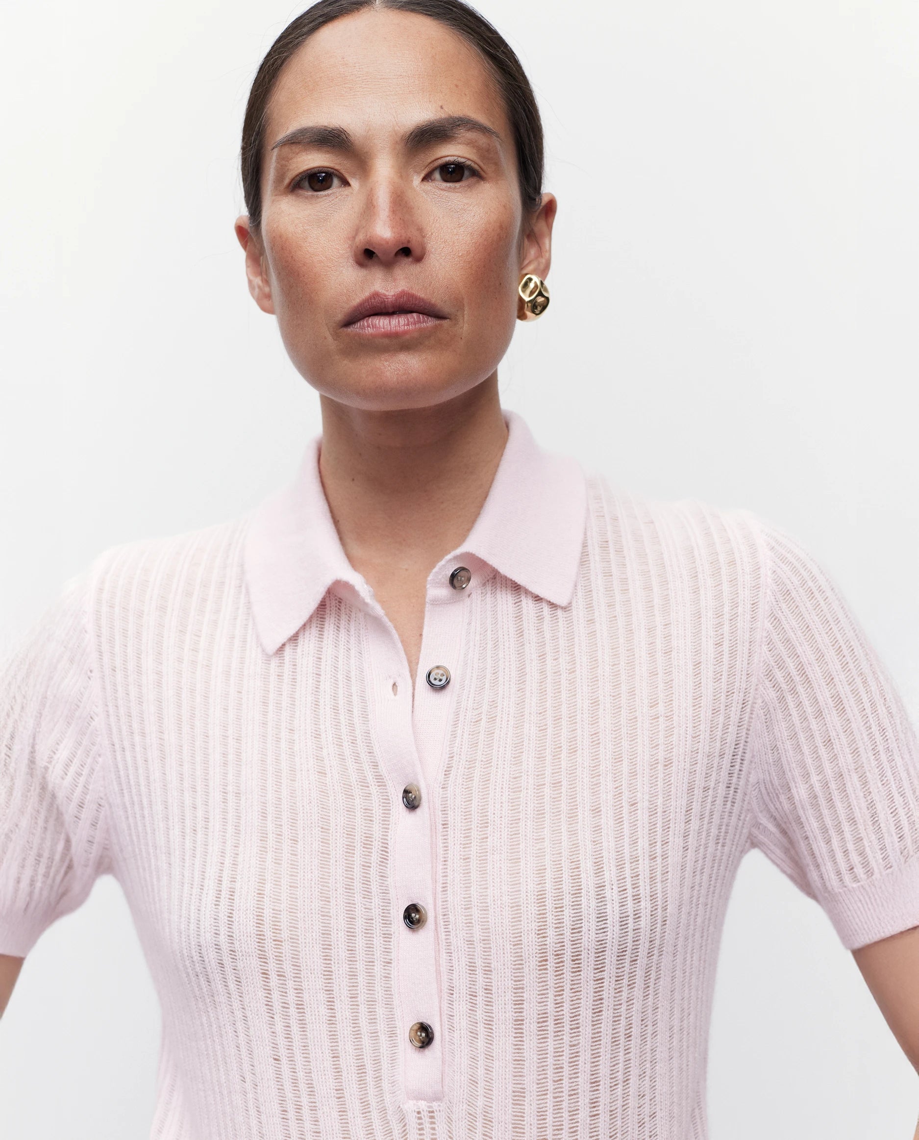 262-11122-60_2218 - Allude - 100% Cashmere Active Cashmere Damen Halbarm NEW Polo Pullover Rose SAPG::262-11122 Spring/Summer 2026