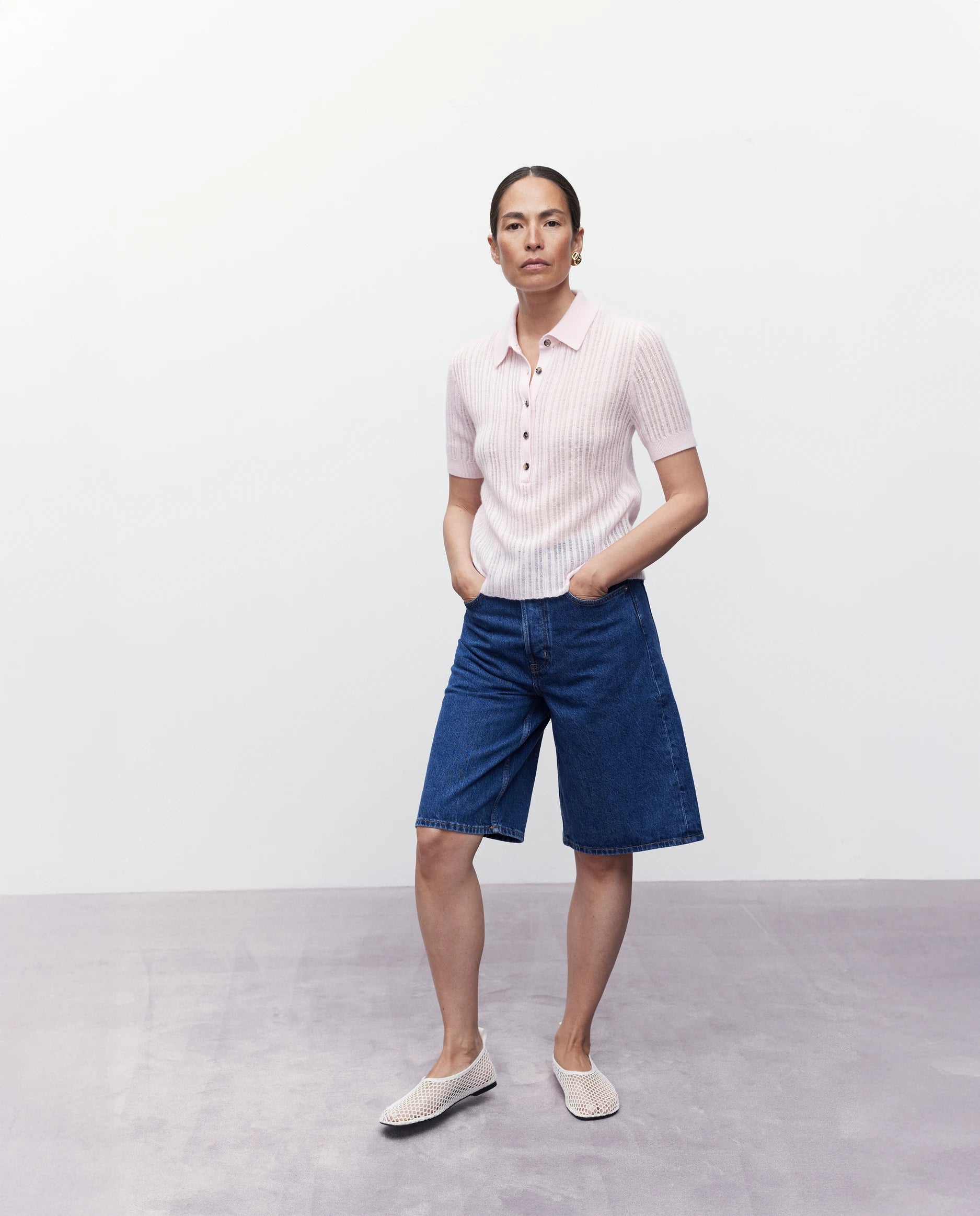 262-11122-60_2247 - Allude - 100% Cashmere Active Cashmere Damen Halbarm NEW Polo Pullover Rose SAPG::262-11122 Spring/Summer 2026