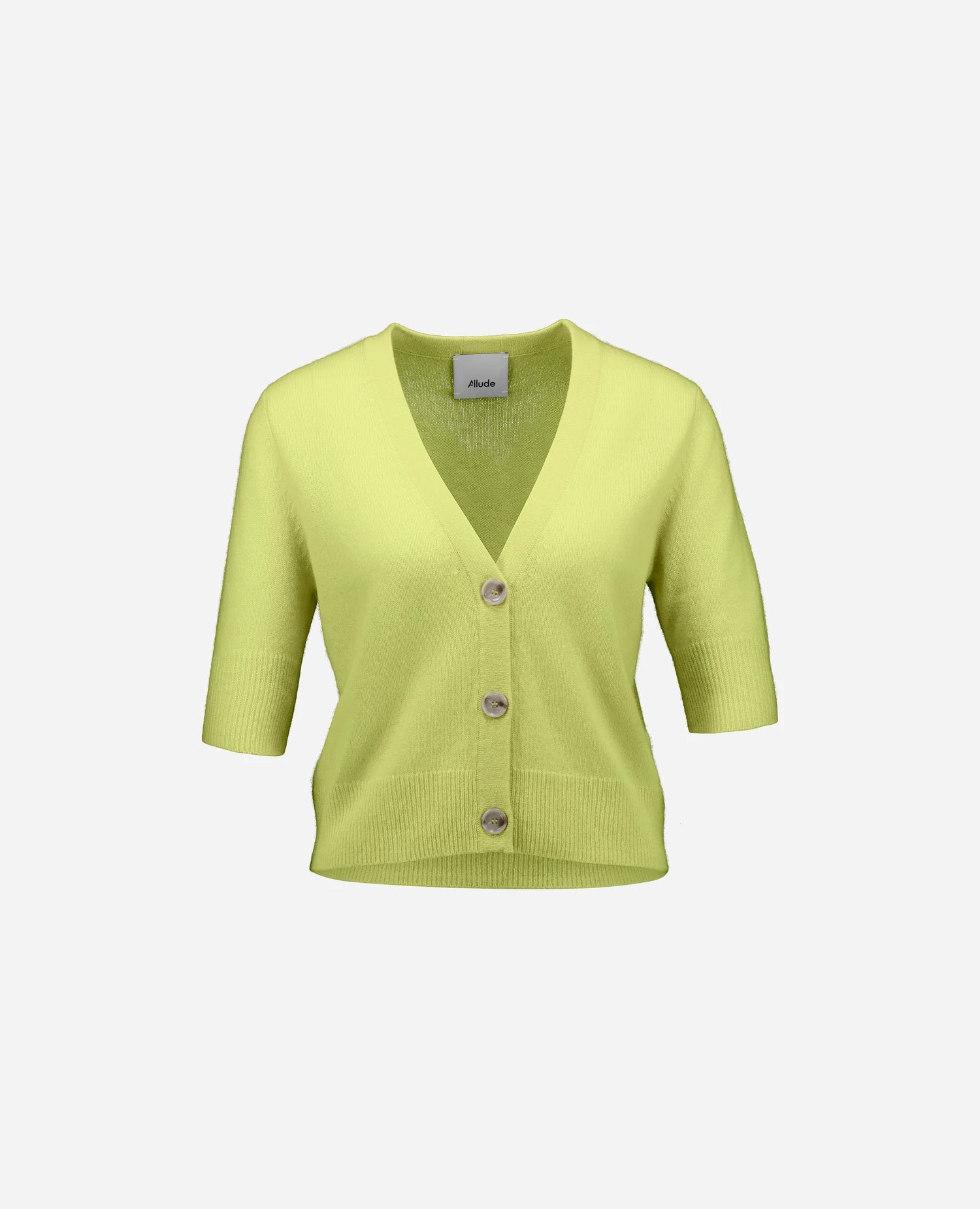 262-11172-20_1 - Allude - 100% Cashmere Active Cashmere Damen Gelb Halbarm NEW SAPG::262-11172 Spring/Summer 2026 Strickjacke V-Ausschnitt