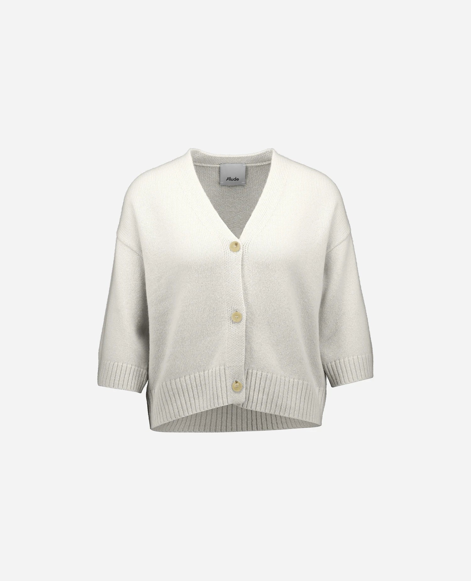 262-11211-40_1 - Allude - 100% Cashmere Active Cashmere Damen Halbarm NEW SAPG::262-11211 Spring/Summer 2026 Strickjacke V-Ausschnitt Weiß