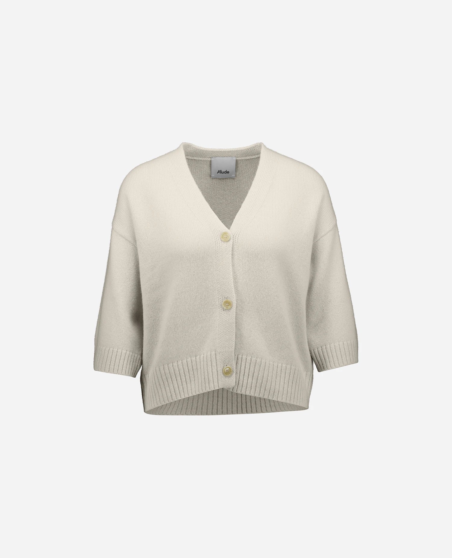 262-11211-41_1 - Allude - 100% Cashmere Active Cashmere Creme Damen Halbarm NEW SAPG::262-11211 Spring/Summer 2026 Strickjacke V-Ausschnitt