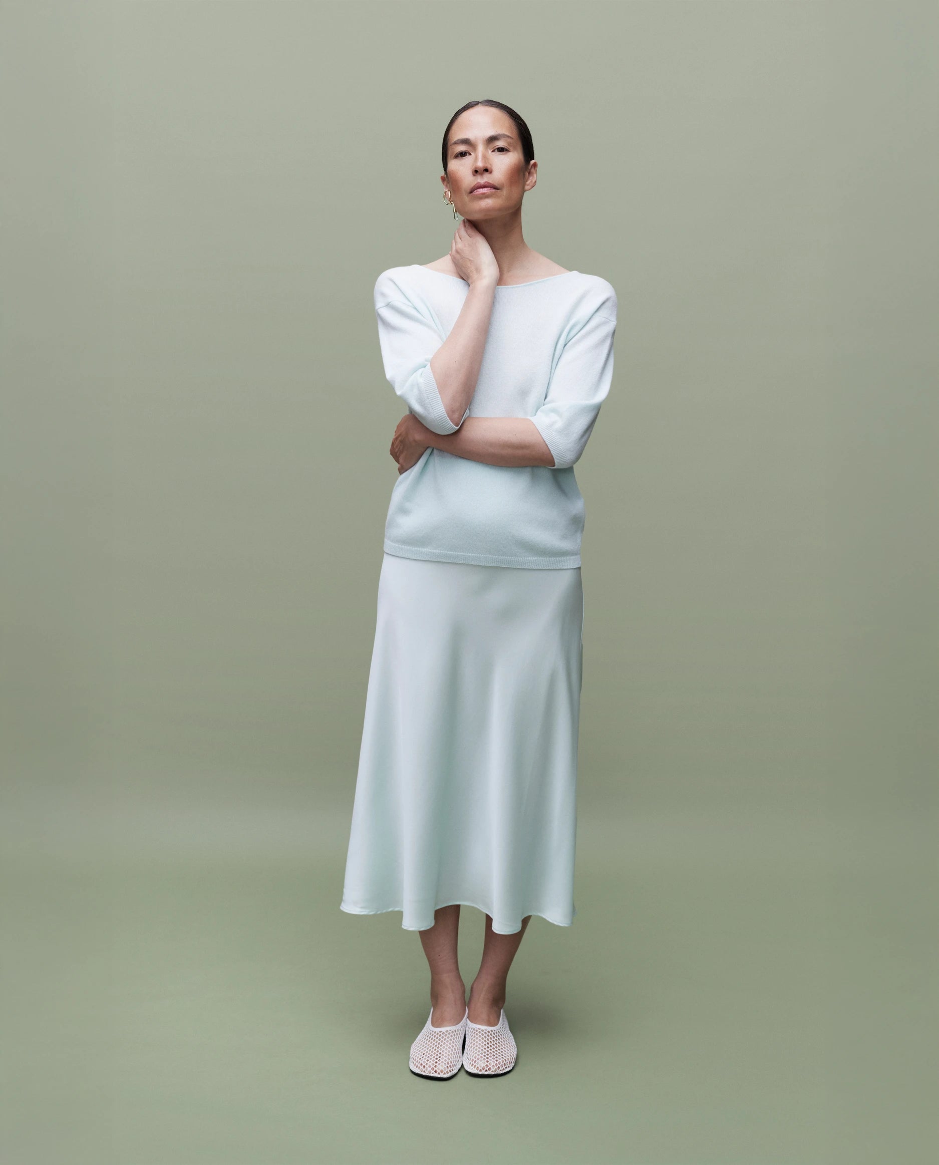 262-17052-30_6168 - Allude - 30% Cashmere 70% Wolle Active Damen Grün Halbarm Pullover Rundhals SAPG::262-17052 Spring/Summer 2026 Wolle