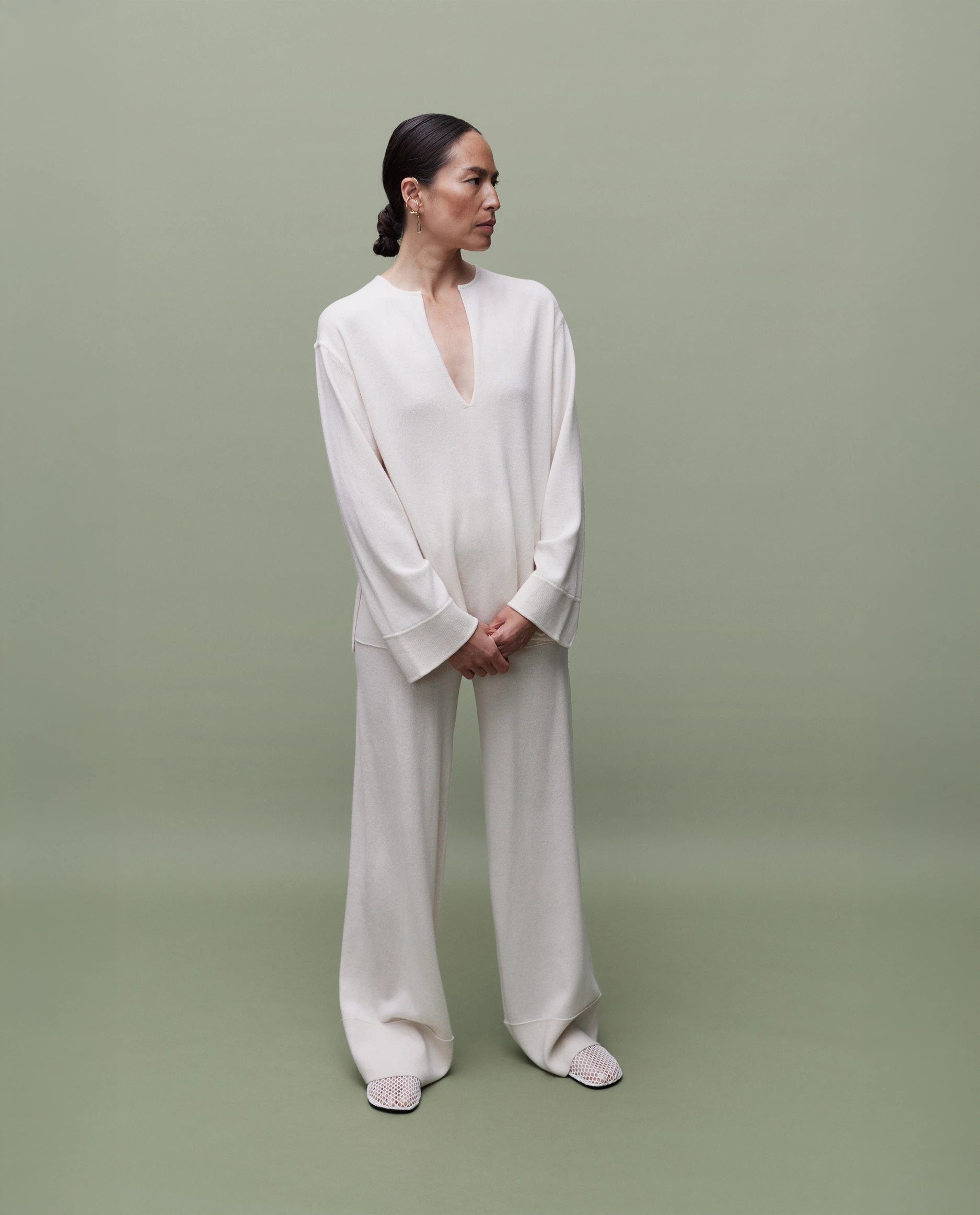 262-17614-41_6289 - Allude - 30% Cashmere 70% Wolle Active Creme Damen Hose SAPG::262-17614 Spring/Summer 2026 Unterteile Wolle