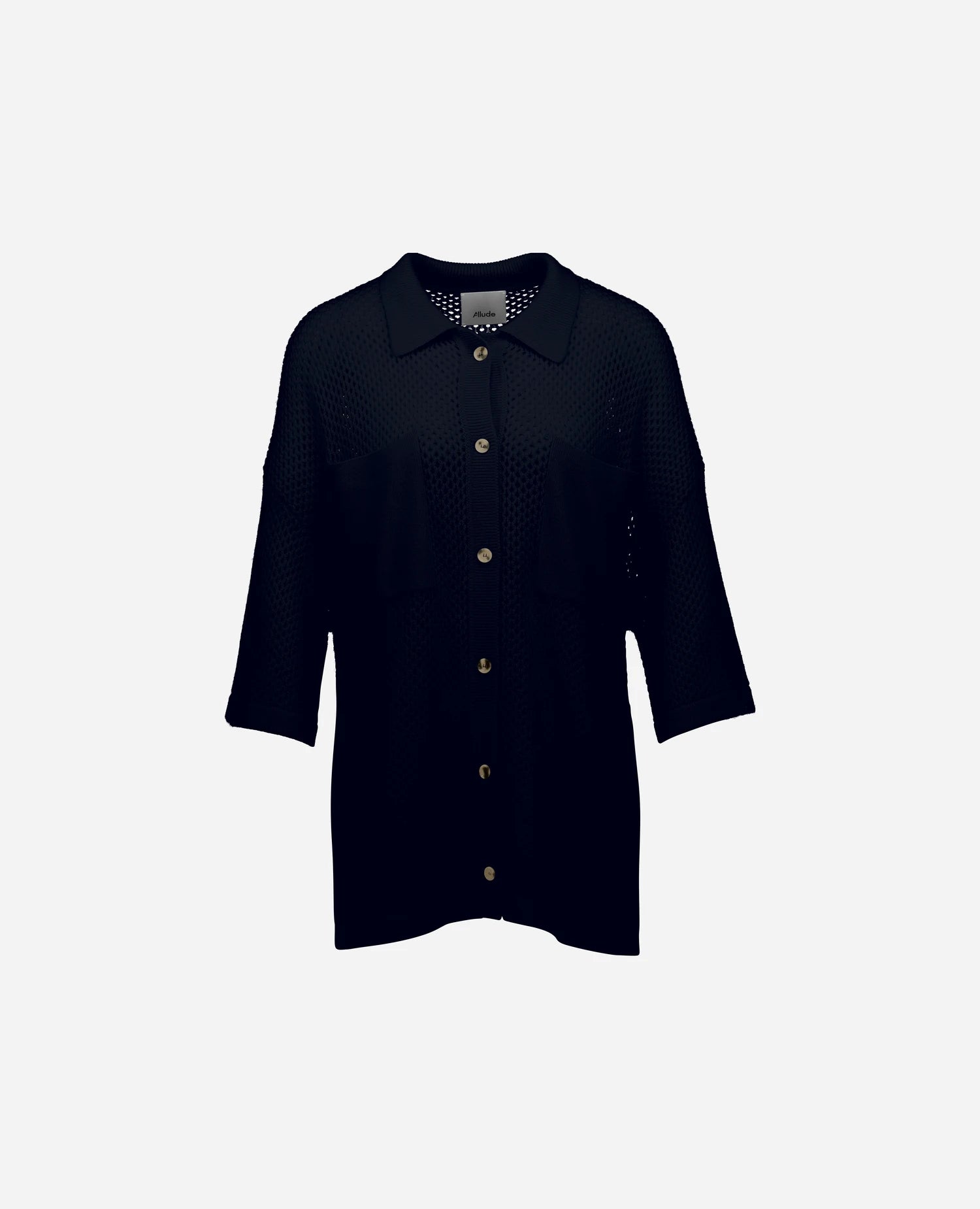 262-17641-14_1 - Allude - 30% Cashmere 70% Wolle Damen Halbarm Navy Pullover SAPG::262-17641 Spring/Summer 2026 Wolle