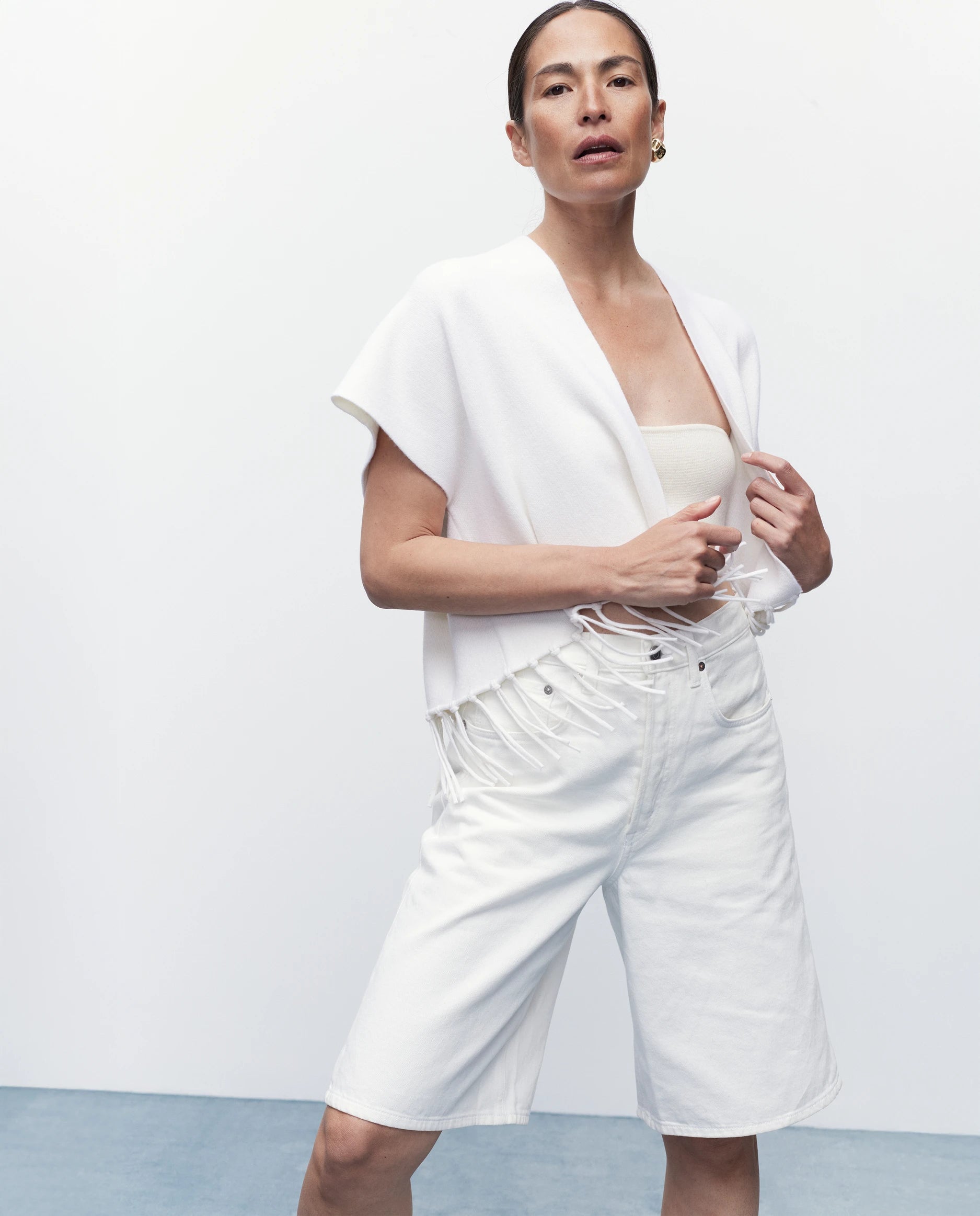 262-17650-40_1860 - Allude - 1/8 Arm 30% Cashmere 70% Wolle Active Damen SAPG::262-17650 Spring/Summer 2026 Weiß Weste Wolle