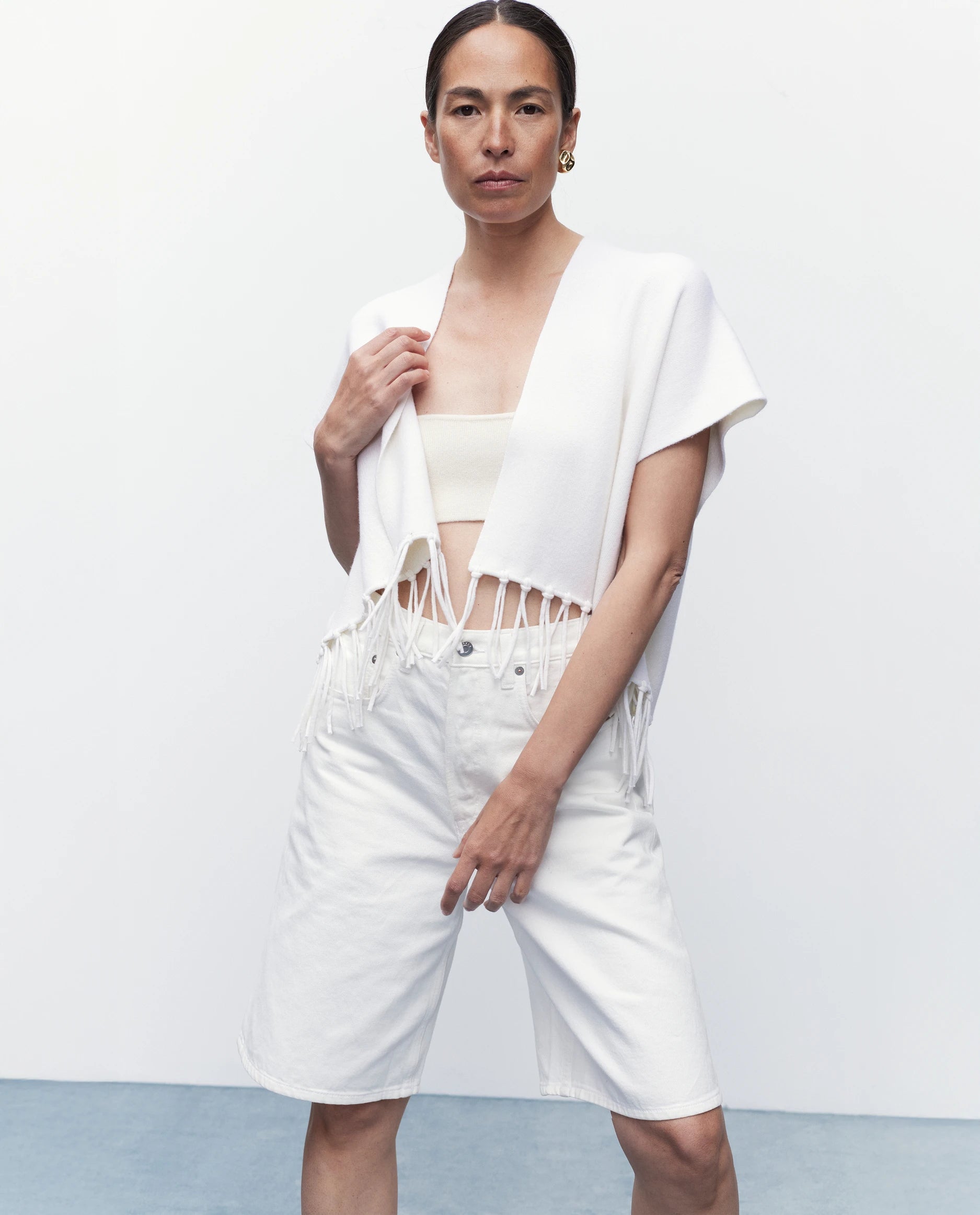 262-17650-40_1861 - Allude - 1/8 Arm 30% Cashmere 70% Wolle Active Damen SAPG::262-17650 Spring/Summer 2026 Weiß Weste Wolle