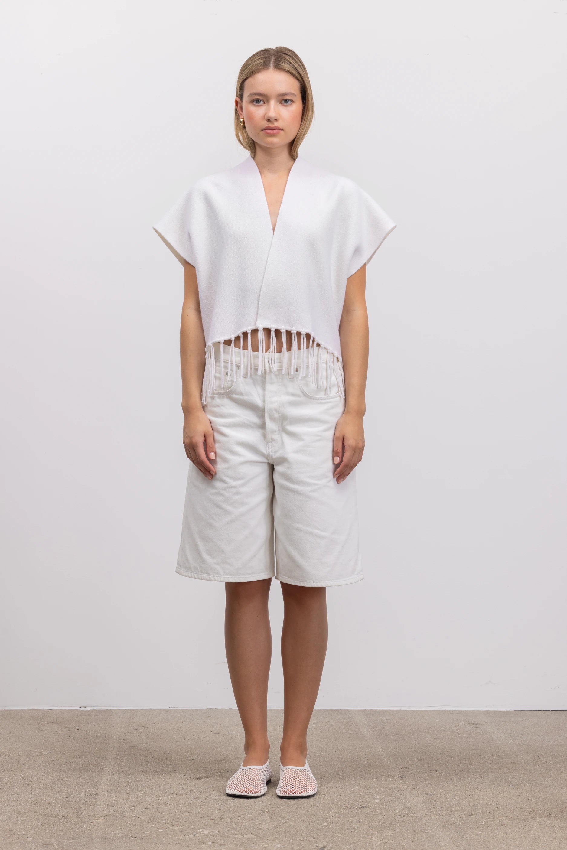 262-17650-40_5 - Allude - 1/8 Arm 30% Cashmere 70% Wolle Active Damen SAPG::262-17650 Spring/Summer 2026 Weiß Weste Wolle