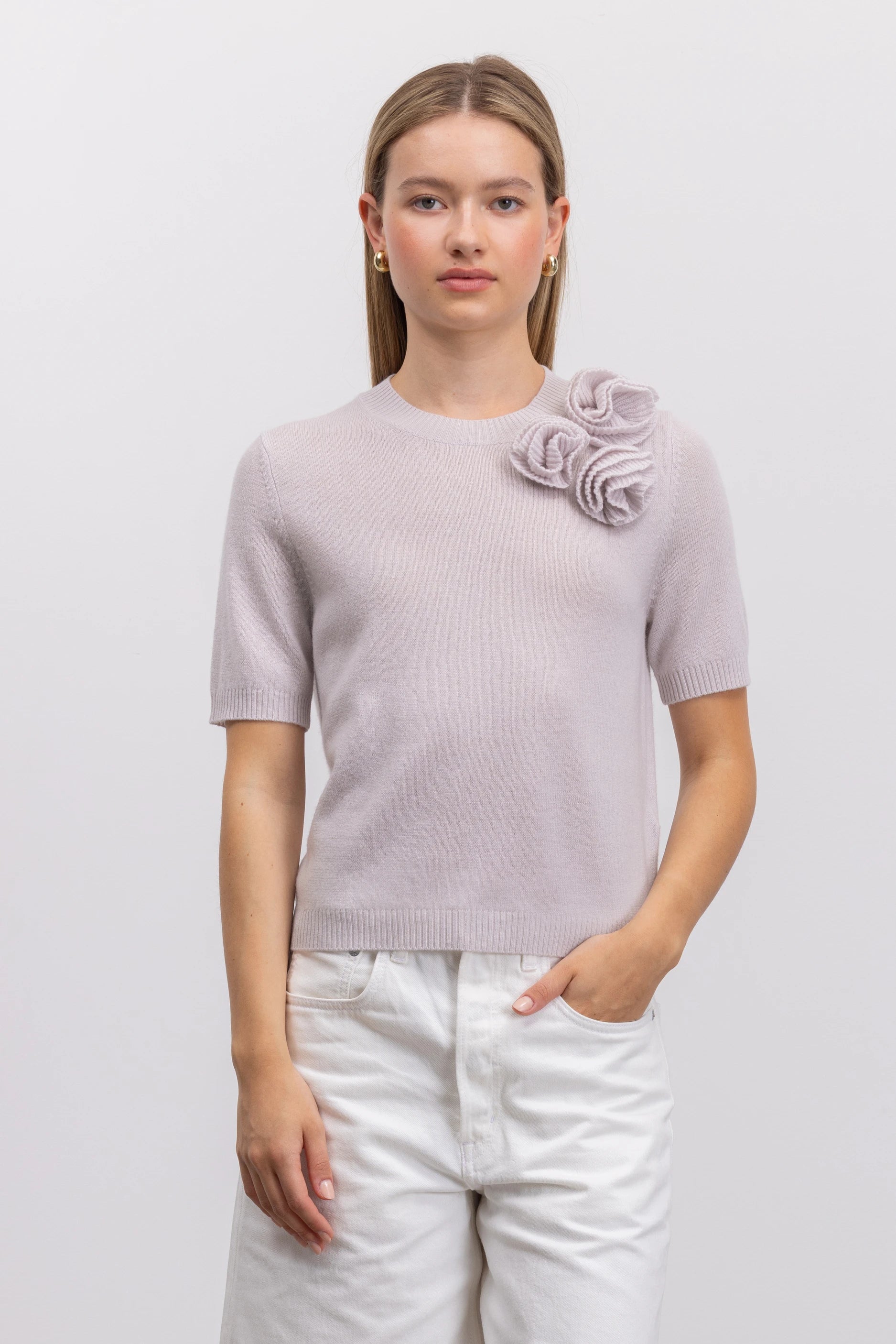 262-17681-80_6 - Allude - 1/4 Arm 30% Cashmere 70% Wolle Damen Grau Pullover Rundhals SAPG::262-17681 Spring/Summer 2026 Wolle