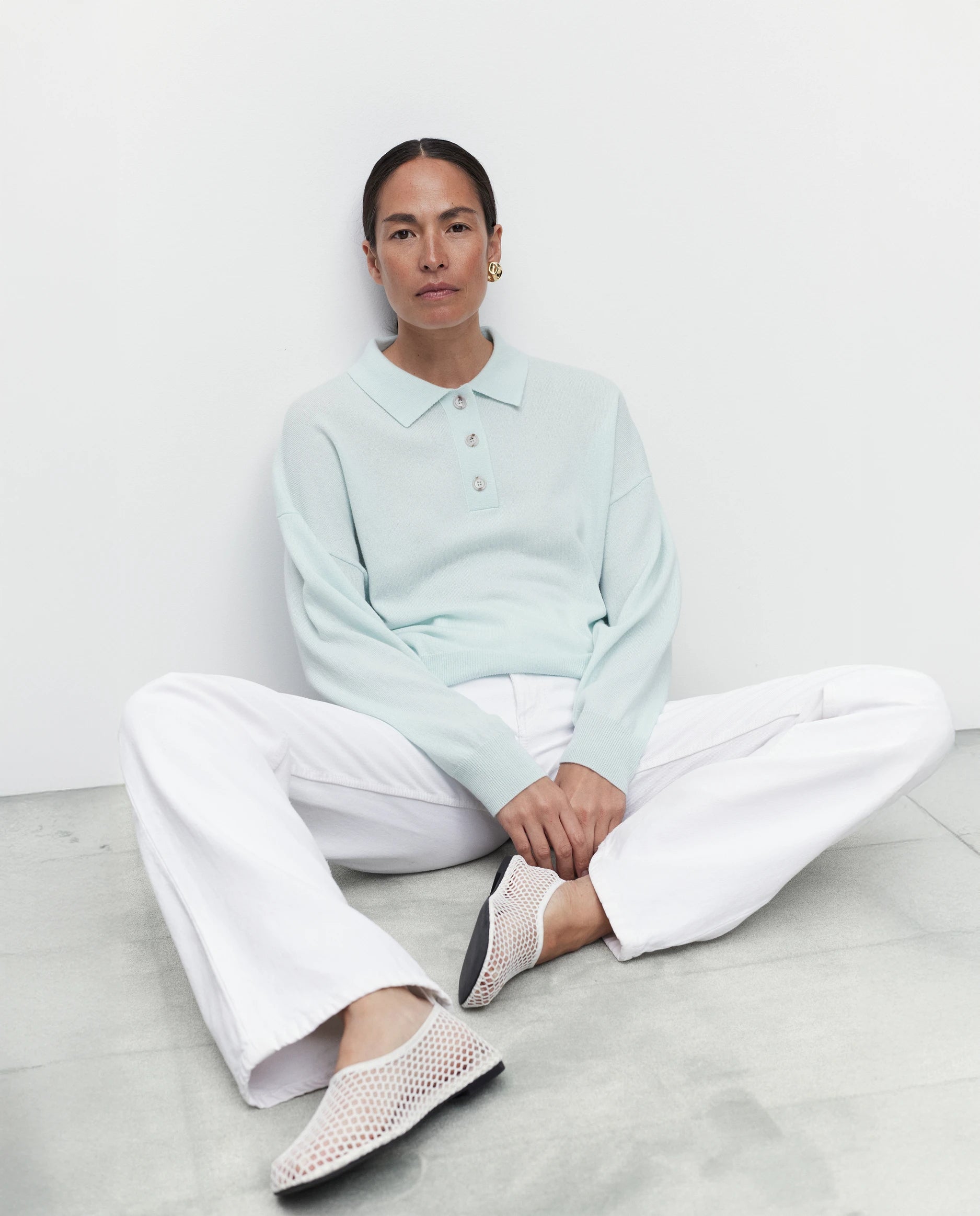 262-17741-30_1298 - Allude - 30% Cashmere 70% Wolle Active Damen Grün Langarm Polo Pullover SAPG::262-17741 Spring/Summer 2026 Wolle