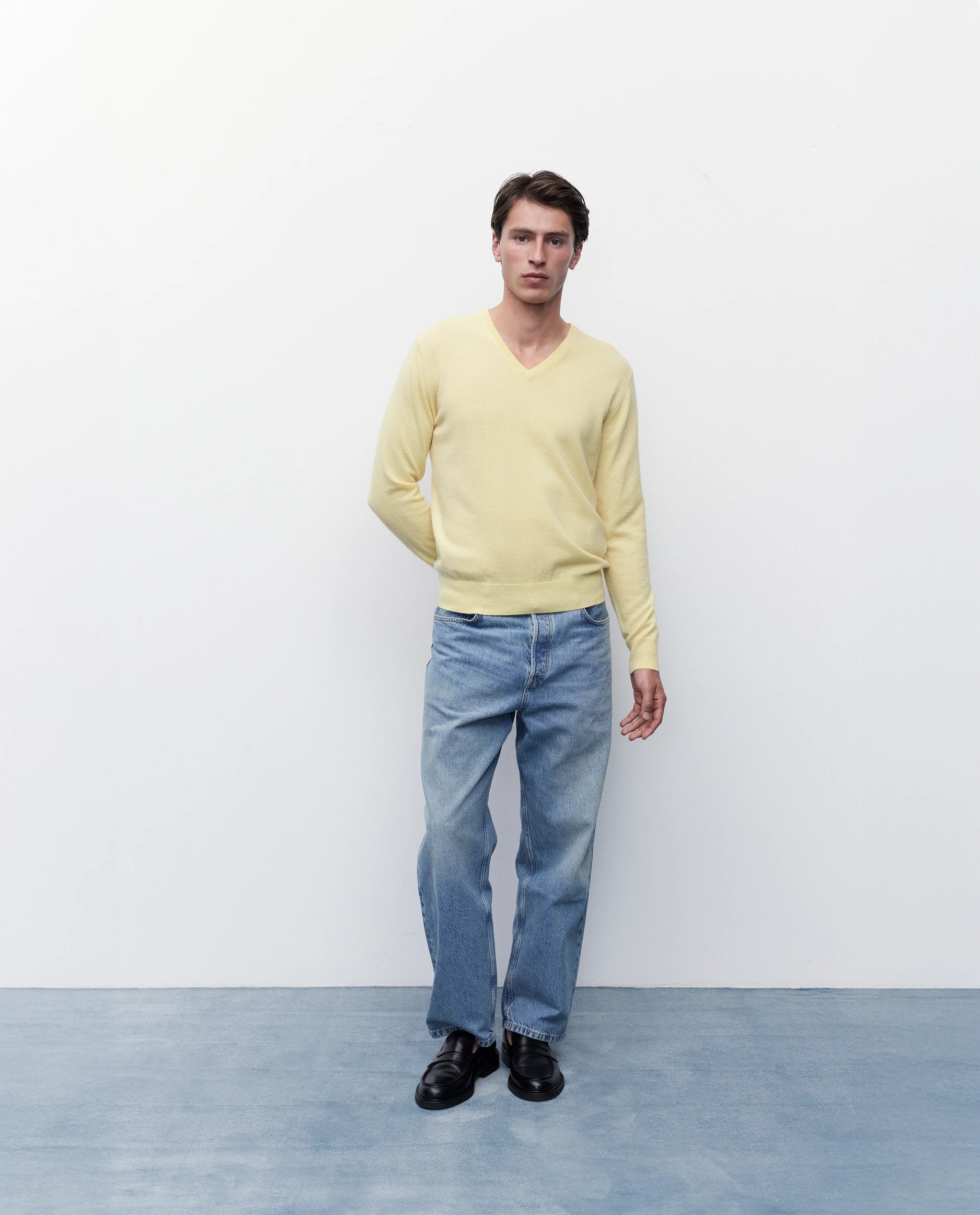 262-30020-21_3532 - Allude - 100% Cashmere Active Cashmere Gelb Herren Langarm NEW Pullover SAPG::262-30020 Spring/Summer 2026 V-Ausschnitt