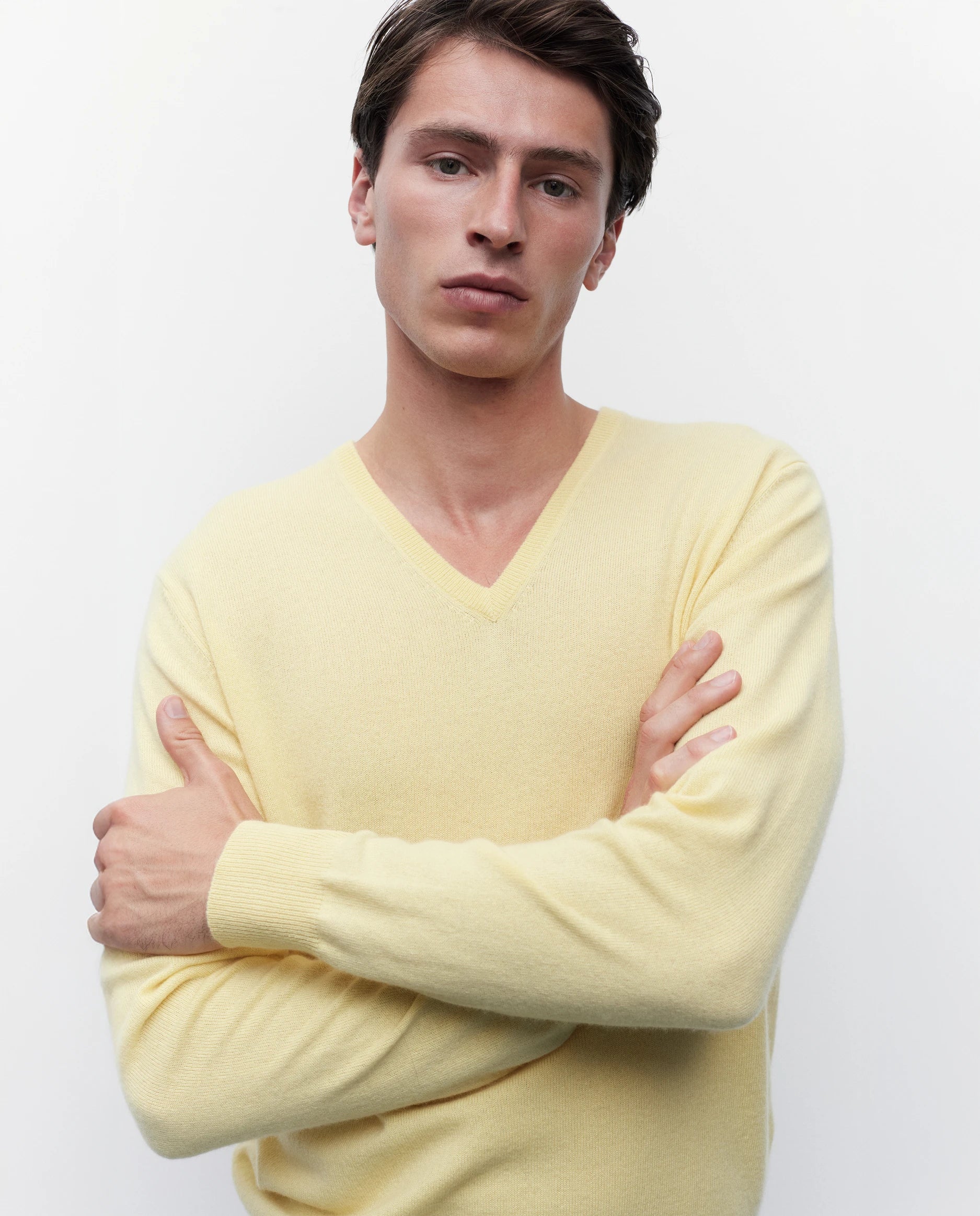 262-30020-21_3545 - Allude - 100% Cashmere Active Cashmere Gelb Herren Langarm NEW Pullover SAPG::262-30020 Spring/Summer 2026 V-Ausschnitt