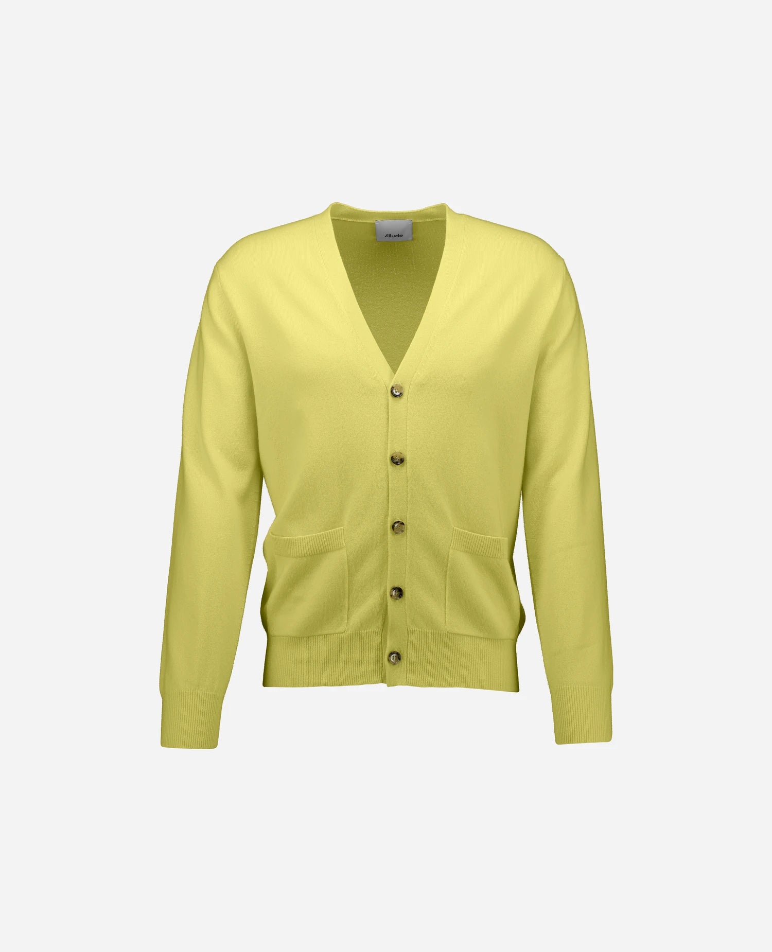 262-30022-21_1 - Allude - 100% Cashmere Active Cashmere Gelb Herren Langarm NEW SAPG::262-30022 Spring/Summer 2026 Strickjacke V-Ausschnitt