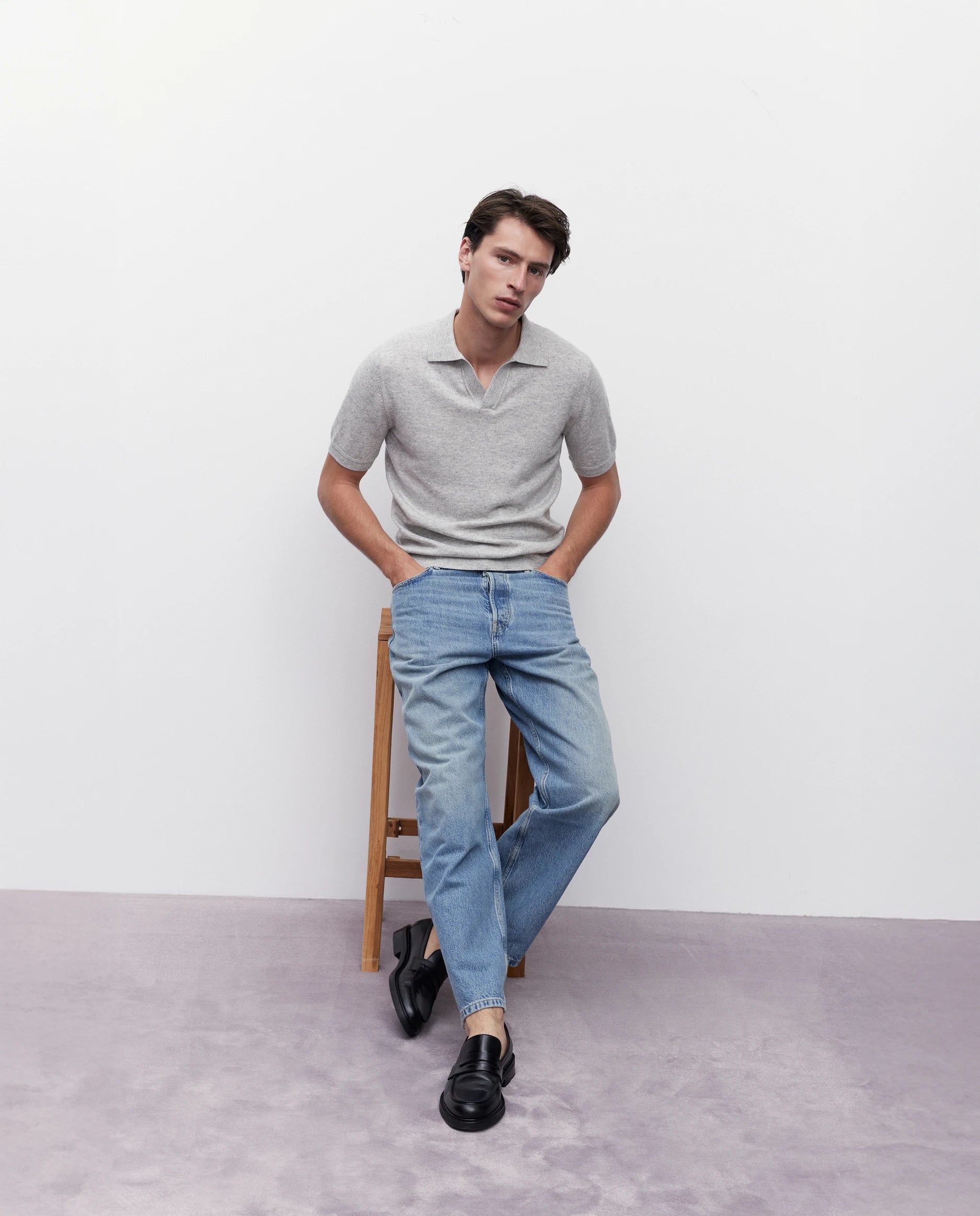 262-35003-81_0780 - Allude - 1/4 Arm 30% Cashmere 70% Baumwolle Active Baumwolle Grau Herren NEW Polo Pullover SAPG::262-35003 Spring/Summer 2026