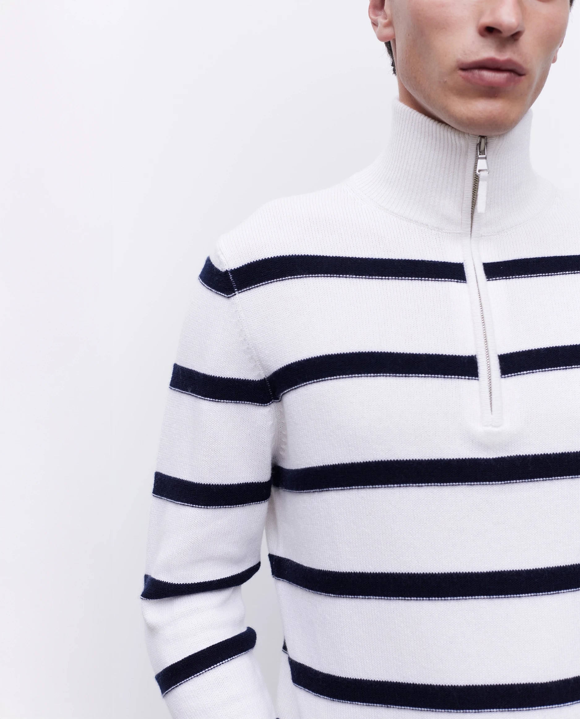 262-35020-4014_3402 - Allude - 30% Cashmere 70% Baumwolle Baumwolle Herren Langarm Pullover SAPG::262-35020 Spring/Summer 2026 Stehkragen Weiß