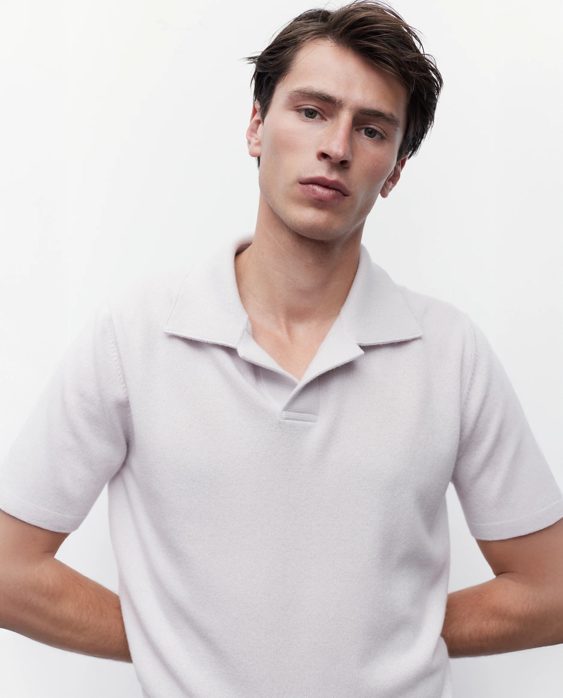 262-37014-80_3186 - Allude - 30% Cashmere 70% Wolle Active Grau Halbarm Herren NEW Polo Pullover SAPG::262-37014 Spring/Summer 2026 Wolle