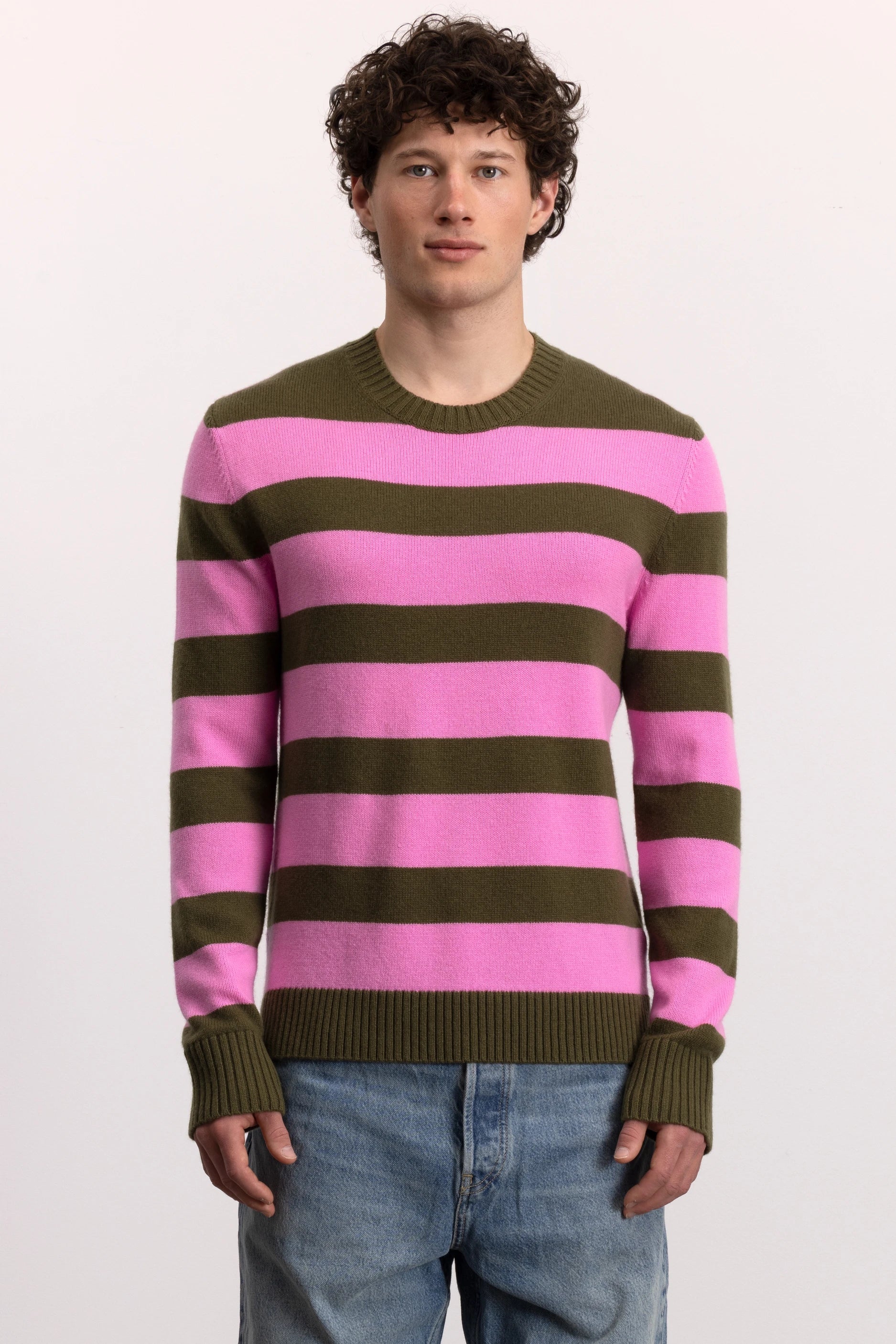 262-37040-3862_5 - Allude - 30% Cashmere 70% Wolle Active Herren Khaki Langarm Pullover Rundhals SAPG::262-37040 Spring/Summer 2026 Wolle