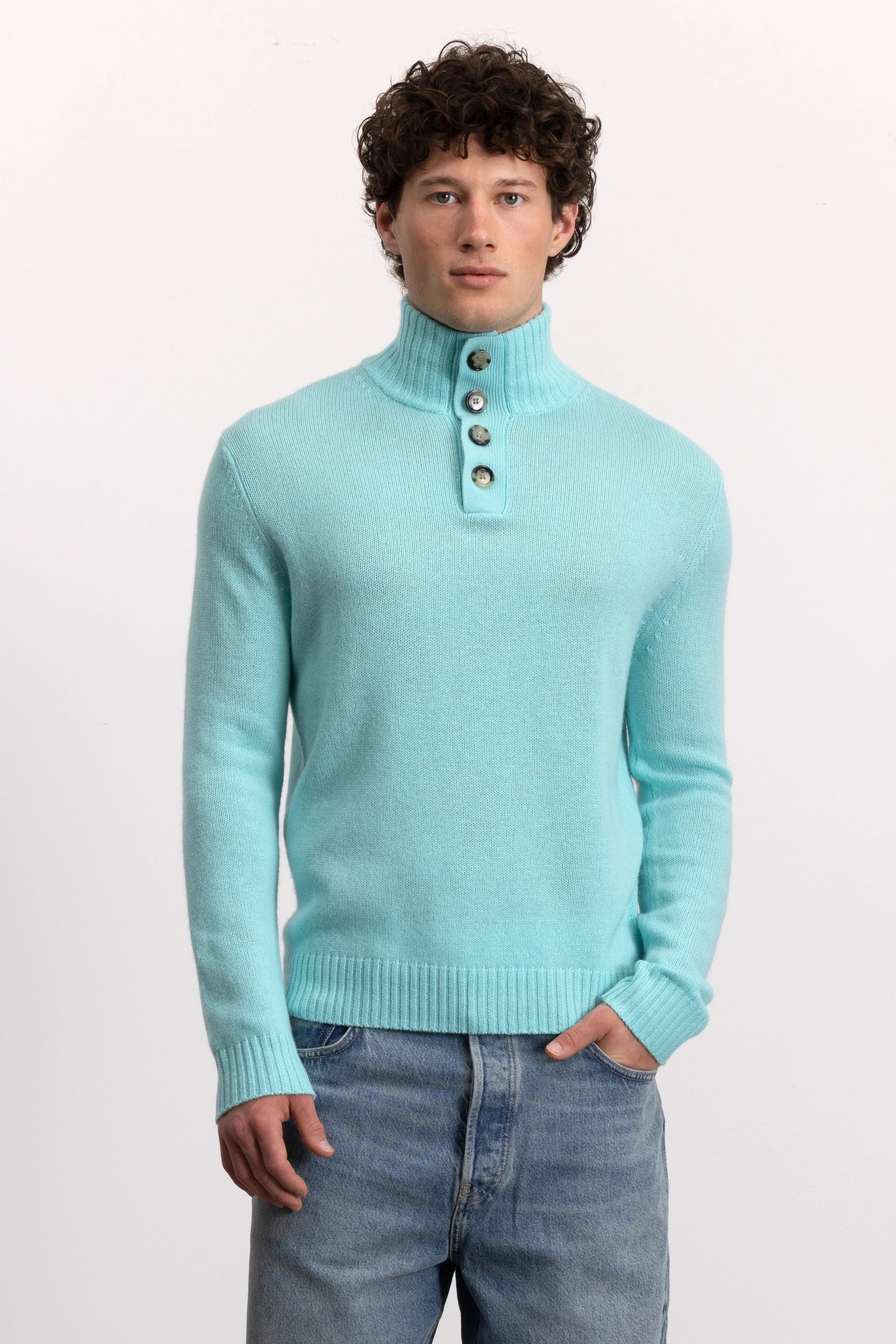 262-37062-31_6 - Allude - 30% Cashmere 70% Wolle Grün Herren Langarm SAPG::262-37062 Spring/Summer 2026 Stehkragen Strickjacke Wolle