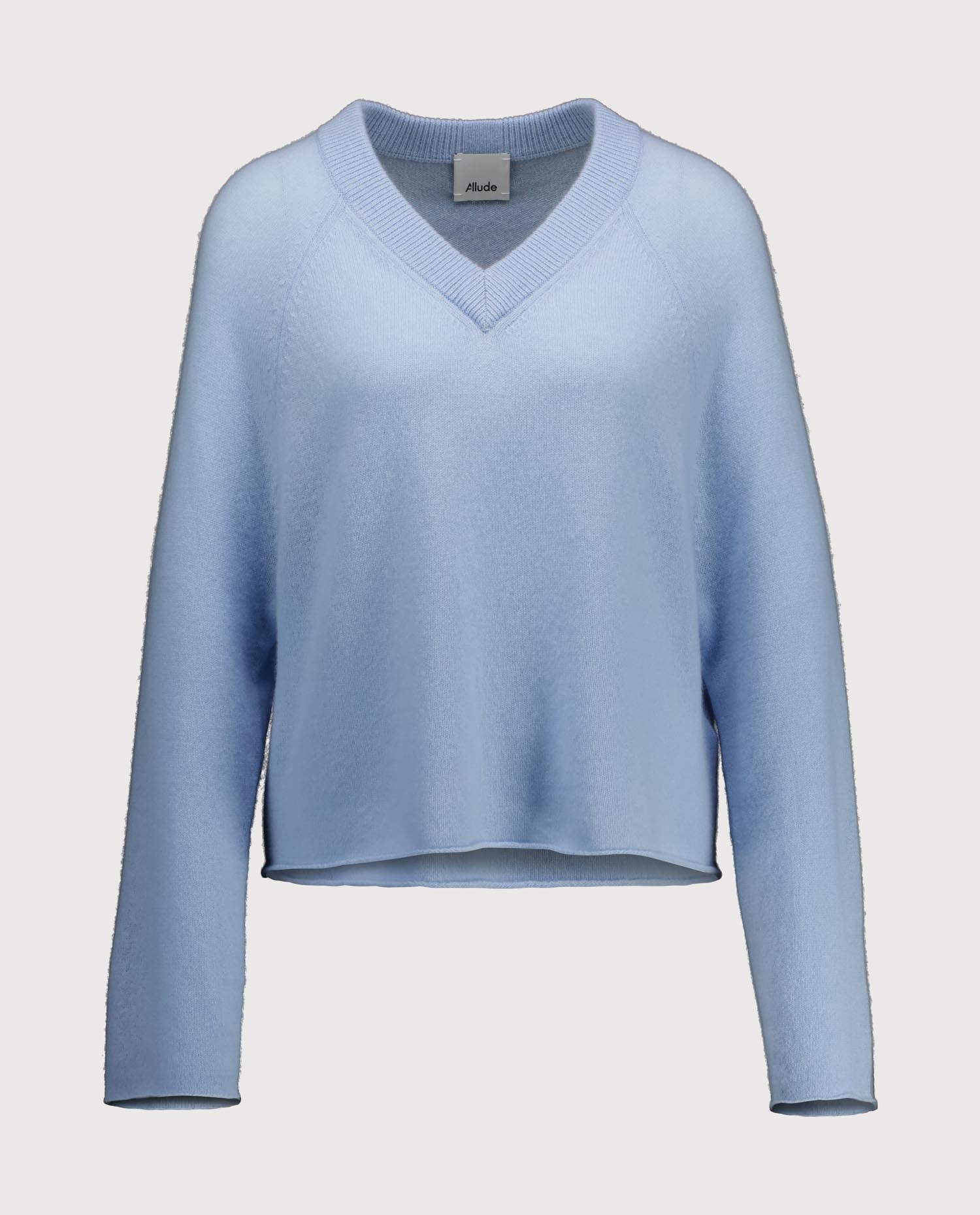 263-20000-11_1 - Allude - 100% Cashmere Active Blau Capsule Summer 2026 Cashmere Damen Langarm NEW Pullover SAPG::263-20000 Spring/Summer 2026 V-Ausschnitt