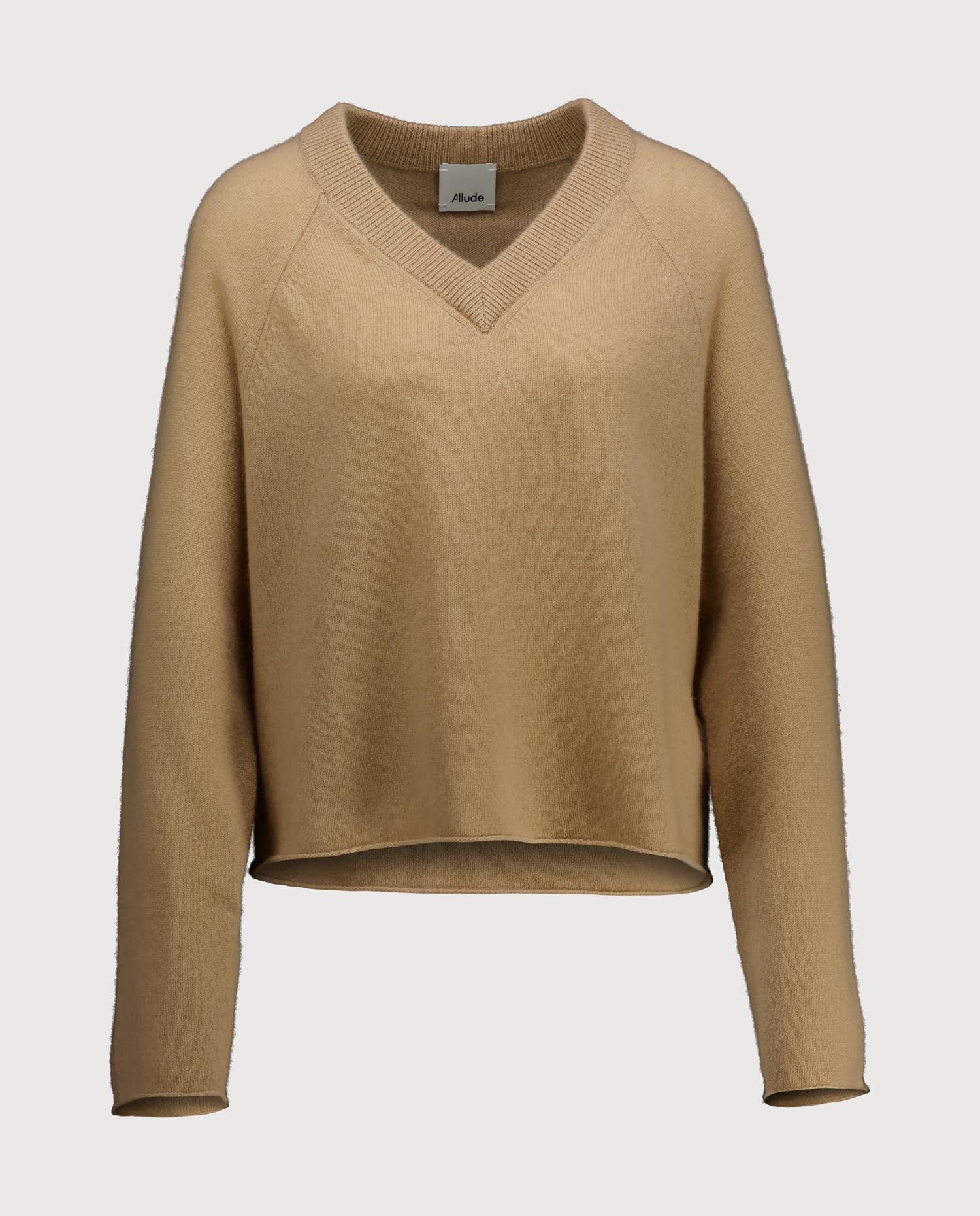 263-20000-43_1 - Allude - 100% Cashmere Active Beige Capsule Summer 2026 Cashmere Damen Langarm NEW Pullover SAPG::263-20000 Spring/Summer 2026 V-Ausschnitt