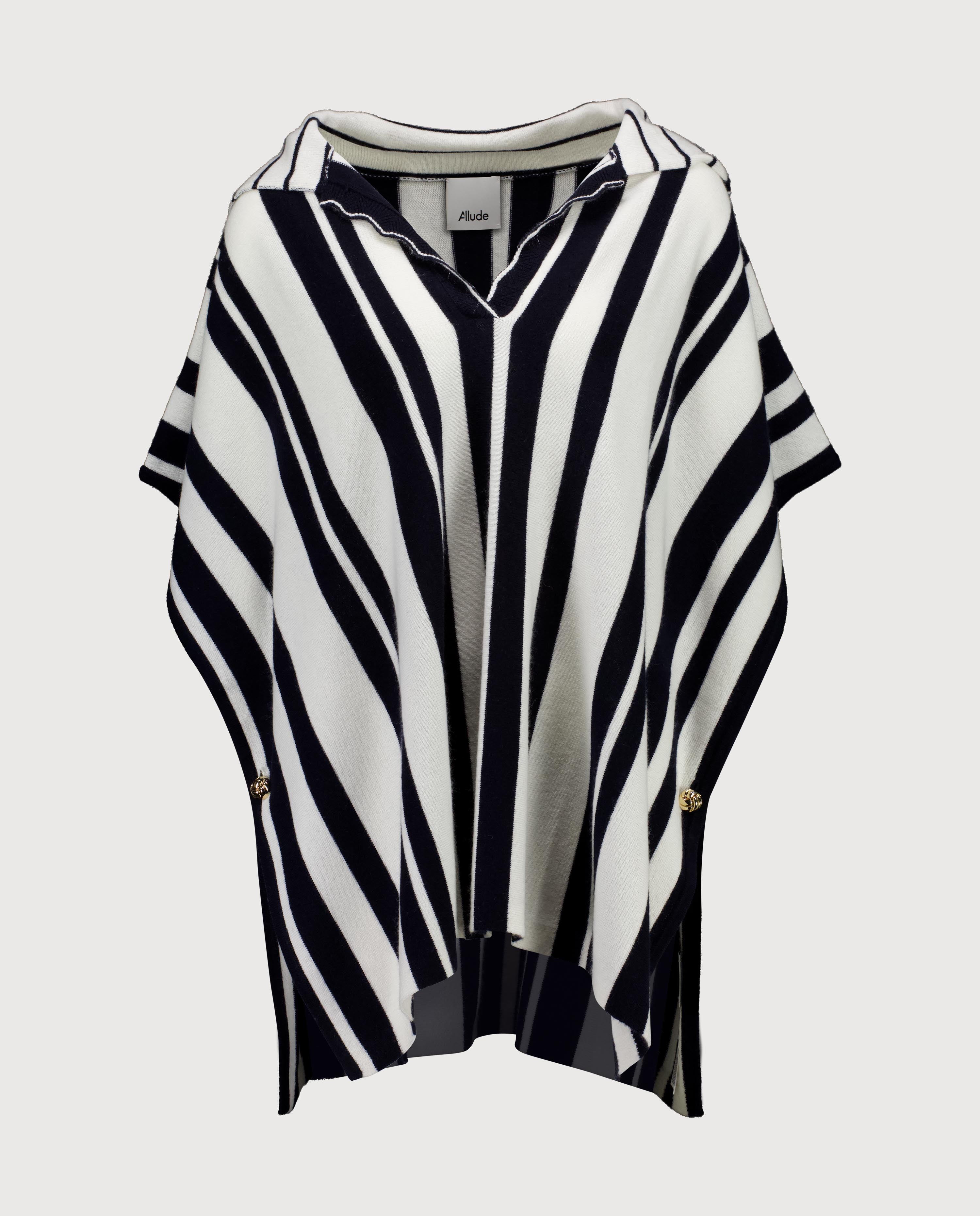 263-20010-1440_1 - Allude - 100% Cashmere Active Capsule Summer 2026 Cashmere Damen Halbarm Navy NEW Poncho SAPG::263-20010 Spring/Summer 2026