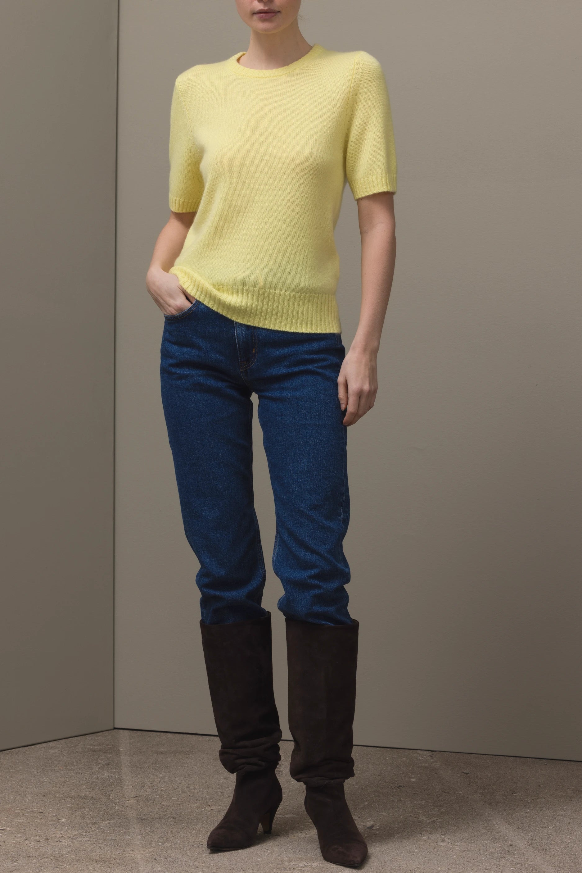 265-11235-20-S_1 - Allude - 1/4 Arm 100% Cashmere Active Cashmere Damen Fall/Winter 2026/2027 Gelb NEW Pullover Rundhals SAPG::265-11235
