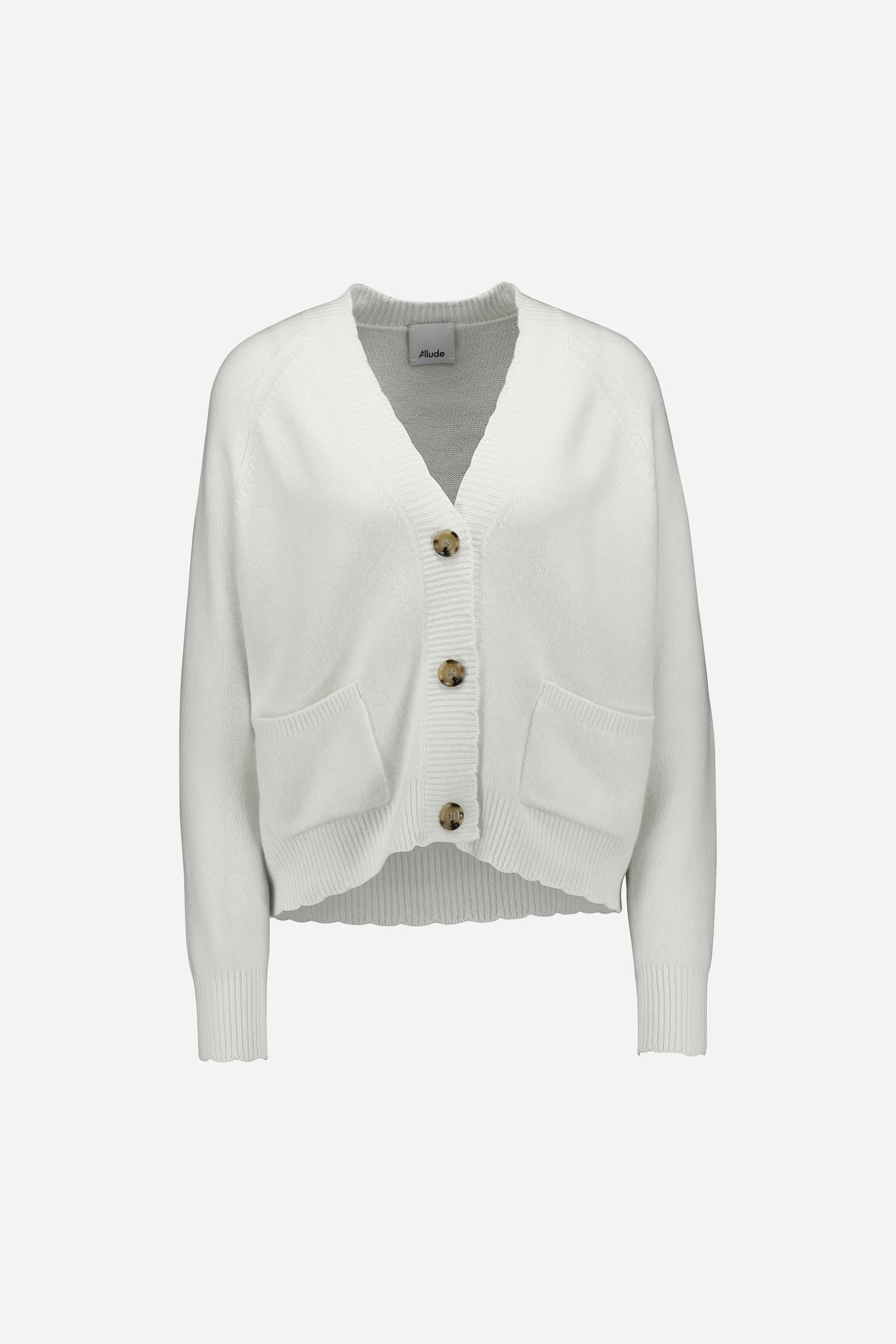 265-11250-40-S_1 - Allude - 5% Elastane 95% Cashmere Active Cashmere Damen Fall/Winter 2026/2027 Langarm NEW SAPG::265-11250 Strickjacke V-Ausschnitt Weiß