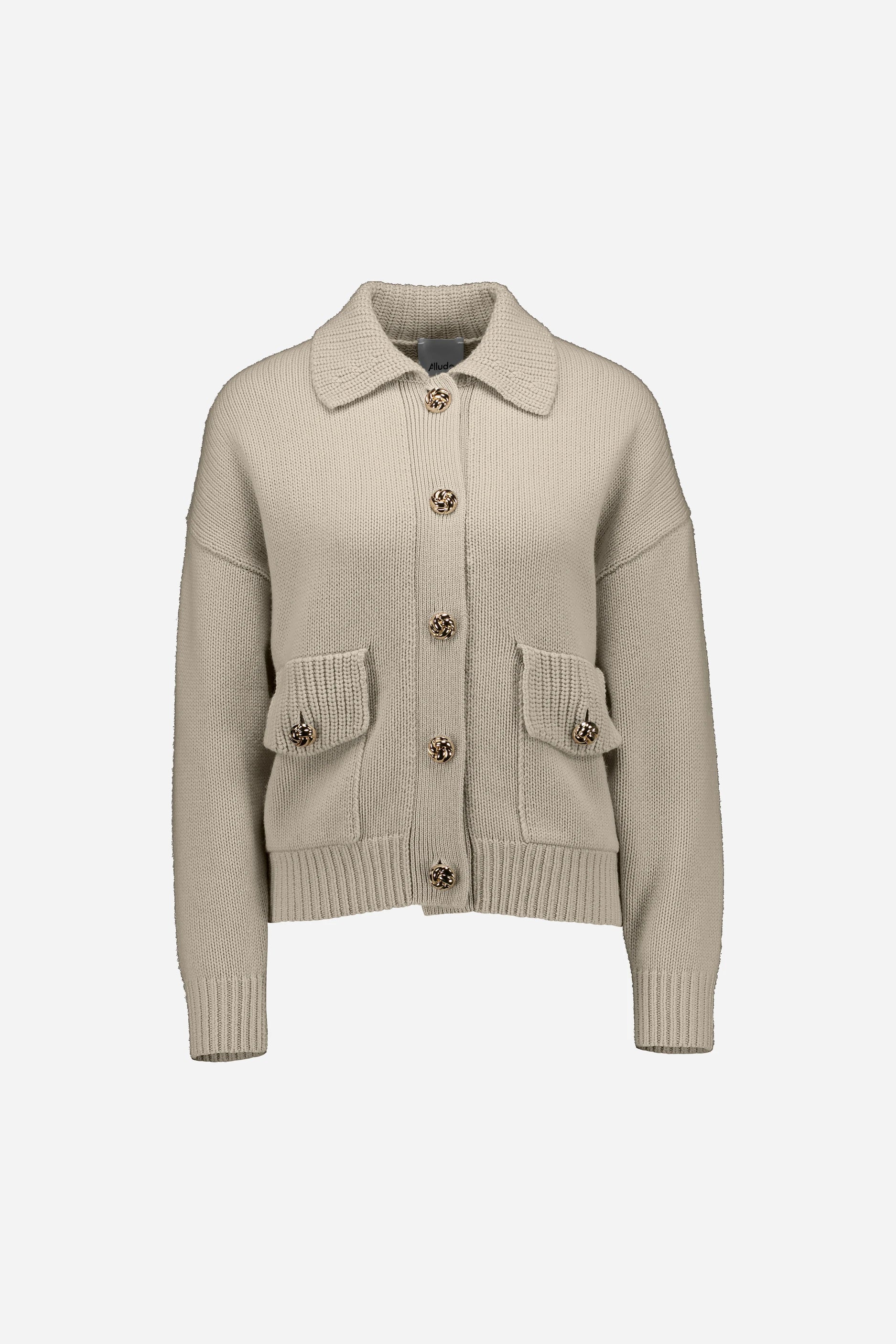 265-17000-43-S_1 - Allude - 30% Cashmere 70% Wolle Active Beige Damen Fall/Winter 2026/2027 Langarm NEW SAPG::265-17000 Strickjacke Wolle