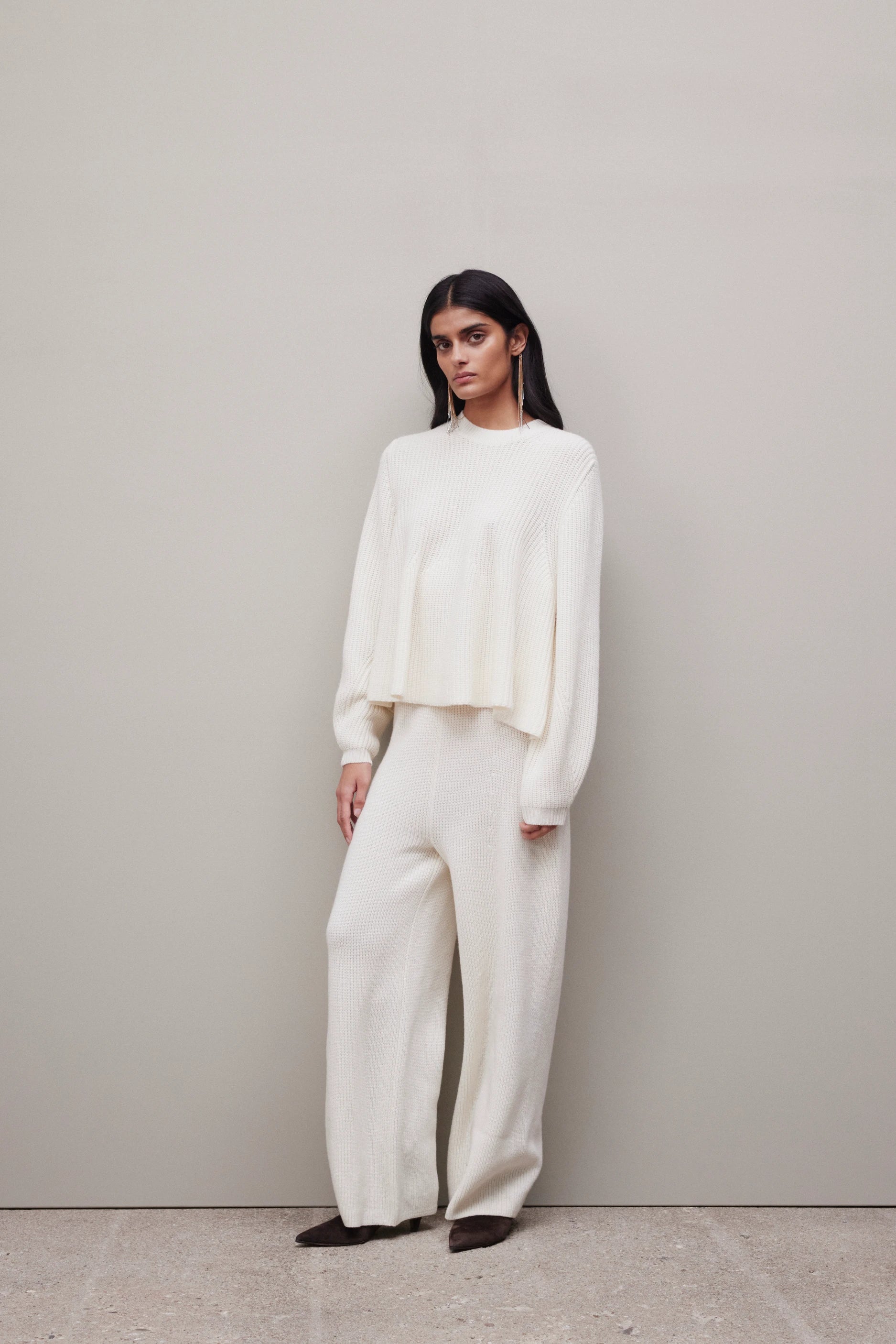 265-17034-40-S_8 - Allude - 30% Cashmere 70% Wolle Active Damen Fall/Winter 2026/2027 Langarm NEW Pullover Rundhals SAPG::265-17034 Weiß Wolle