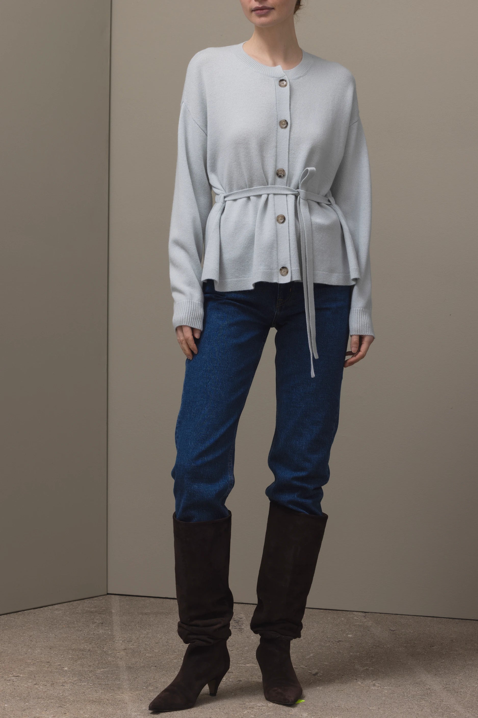 265-17040-30-S_1_e2372ea1-e438-4995-81a3-270cf76f8021 - Allude - 30% Cashmere 70% Wolle Active Damen Fall/Winter 2026/2027 Grün Langarm NEW Rundhals SAPG::265-17040 Strickjacke Wolle