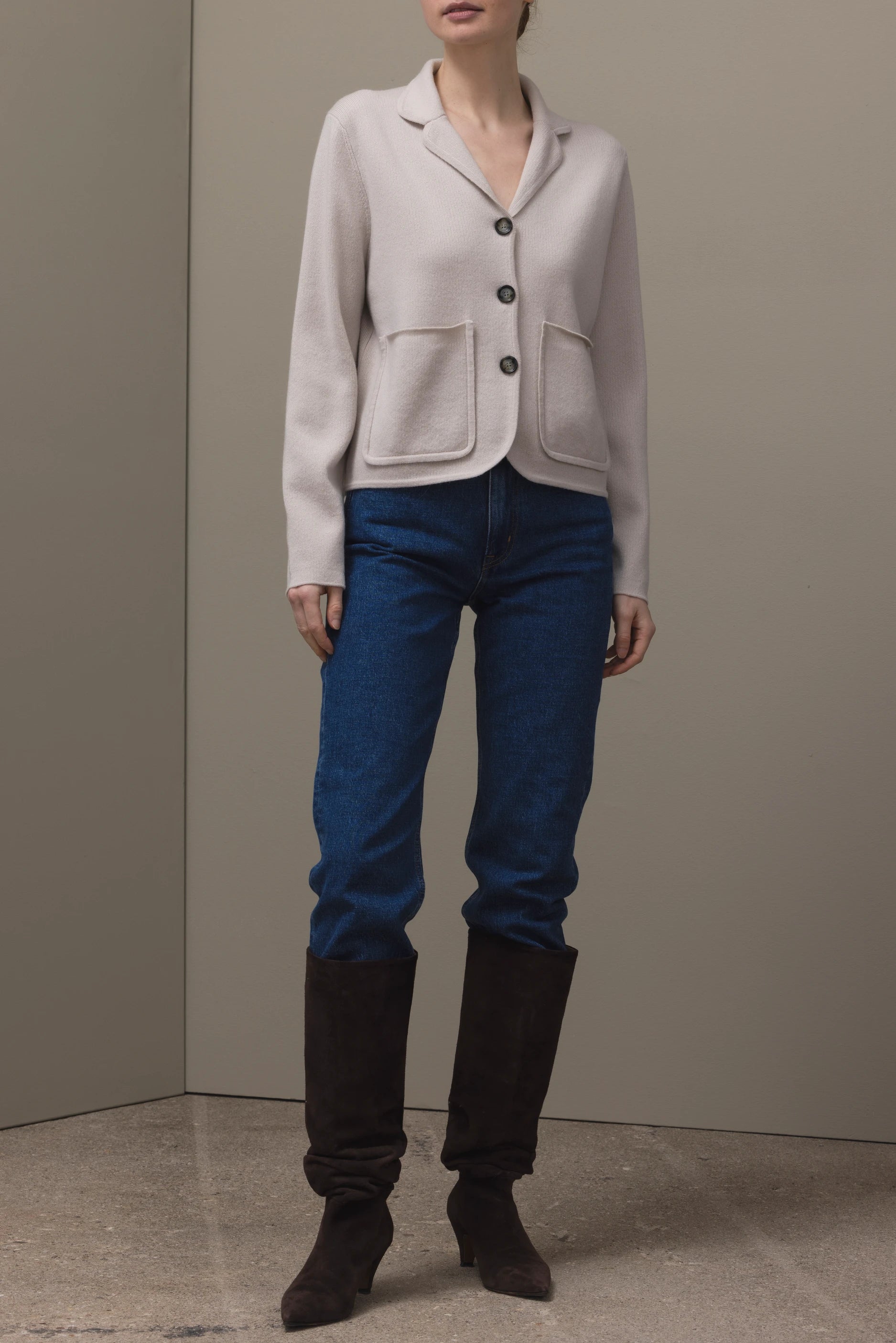 265-17052-43-S_1 - Allude - 30% Cashmere 70% Wolle Active Beige Damen Fall/Winter 2026/2027 Jacket Langarm NEW SAPG::265-17052 Wolle