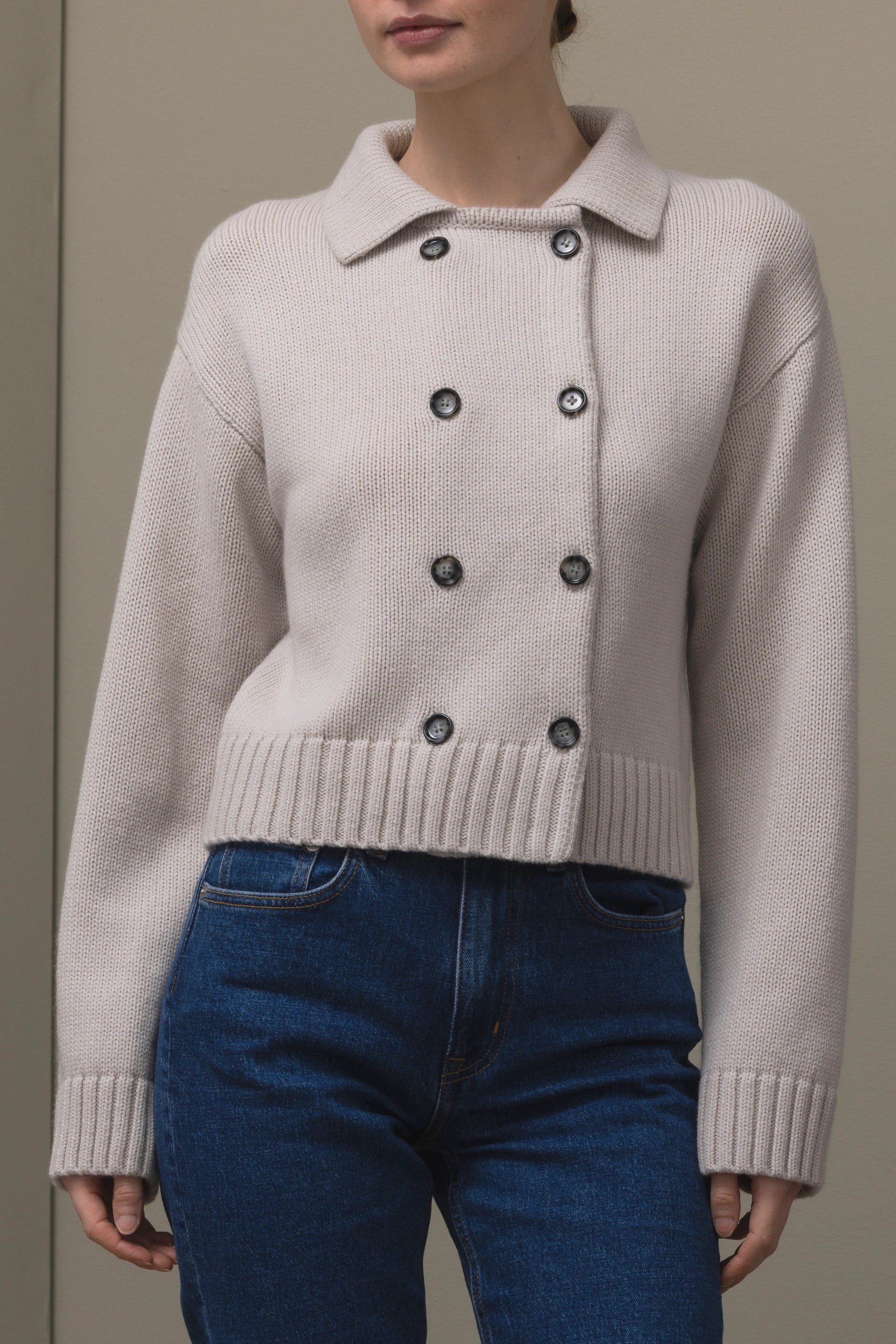 265-17100-43-S_2 - Allude - 30% Cashmere 70% Wolle Active Beige Damen Fall/Winter 2026/2027 Jacket Langarm NEW SAPG::265-17100 Wolle